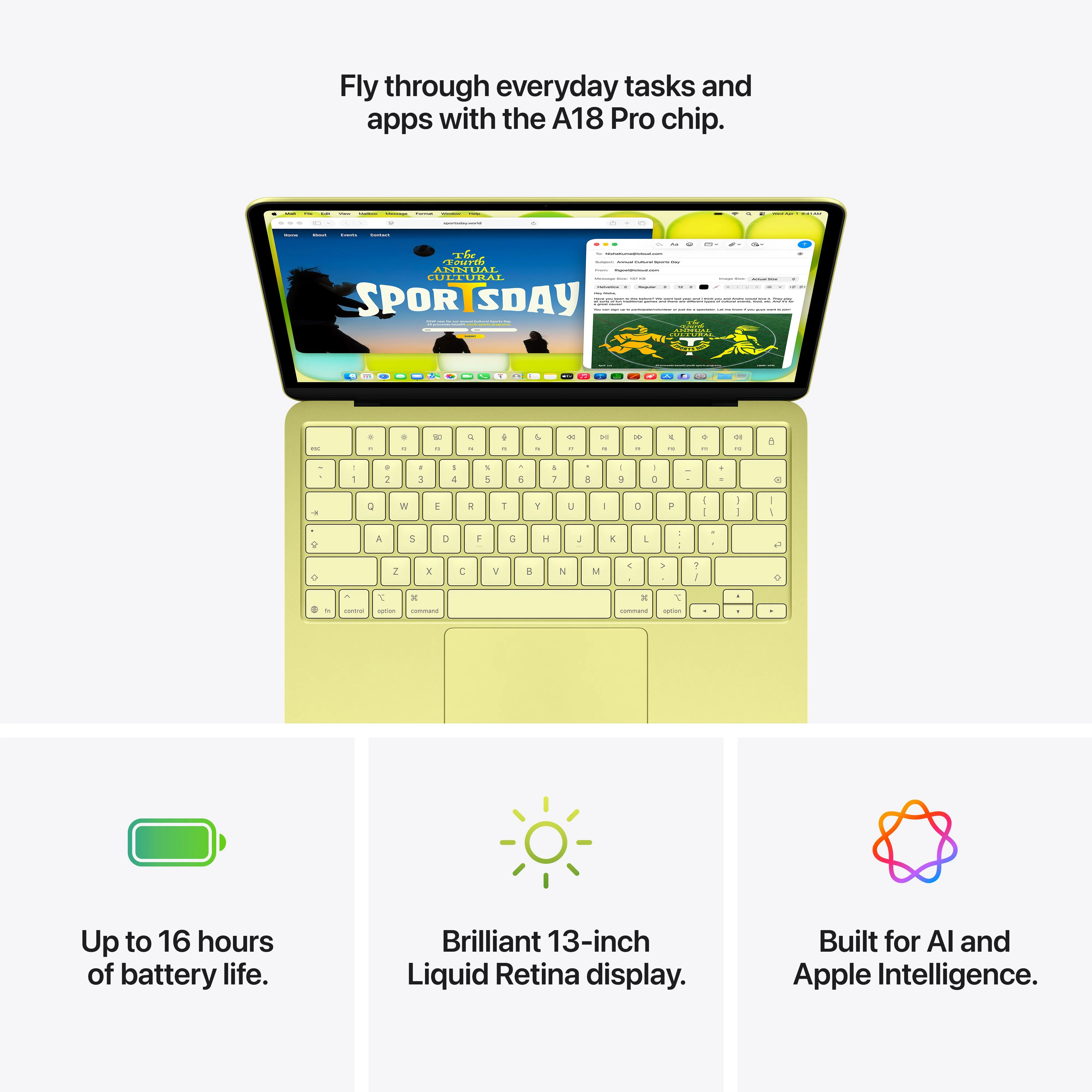 13-inch MacBook Neo: Apple A18 Pro chip with 6‑core CPU and 5‑core GPU, Magic Keyboard, 256GB SSD - Silver - Image 9