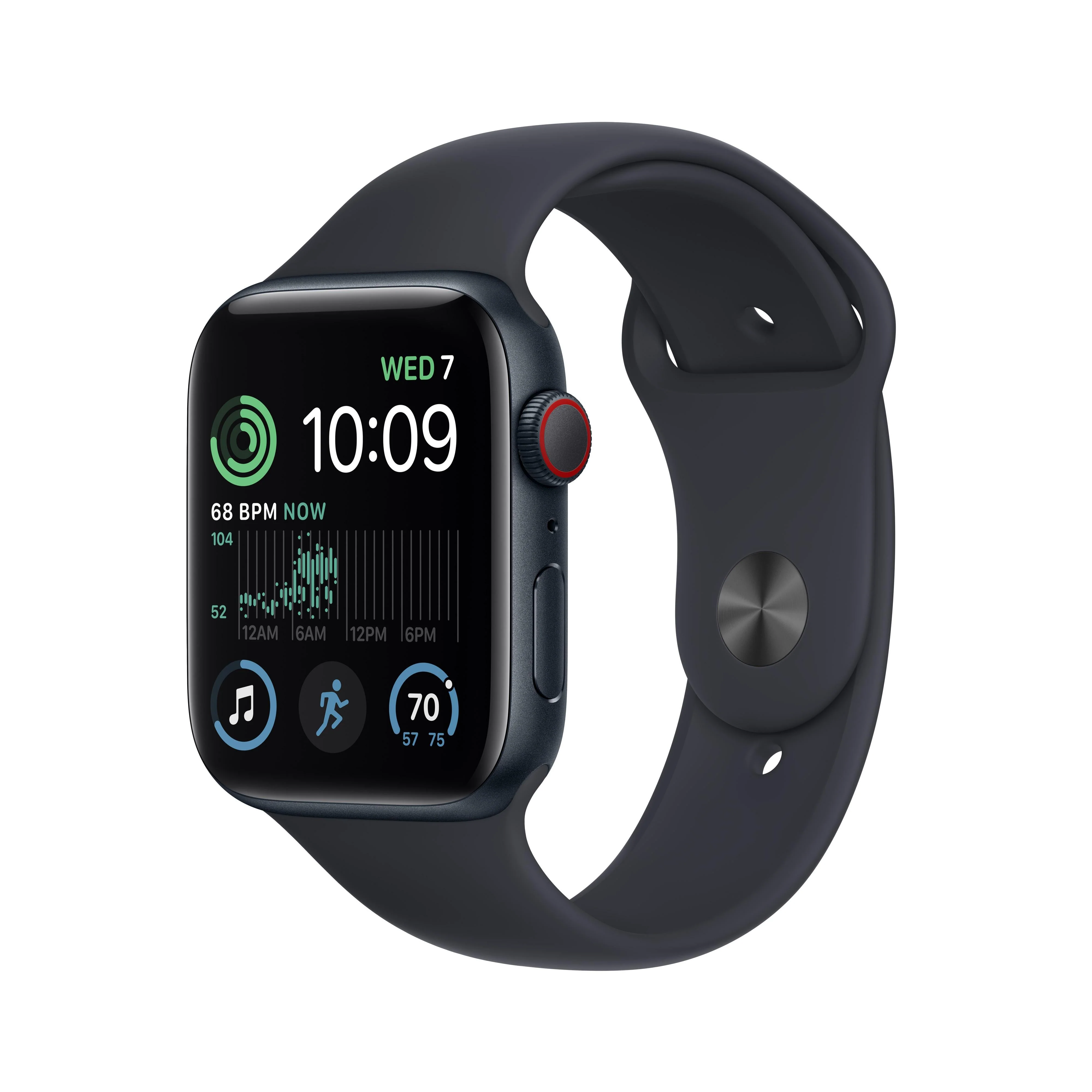 Apple Watch SE GPS + Cellular 44mm Midnight Aluminium Case with Midnight Sport Band - Regular