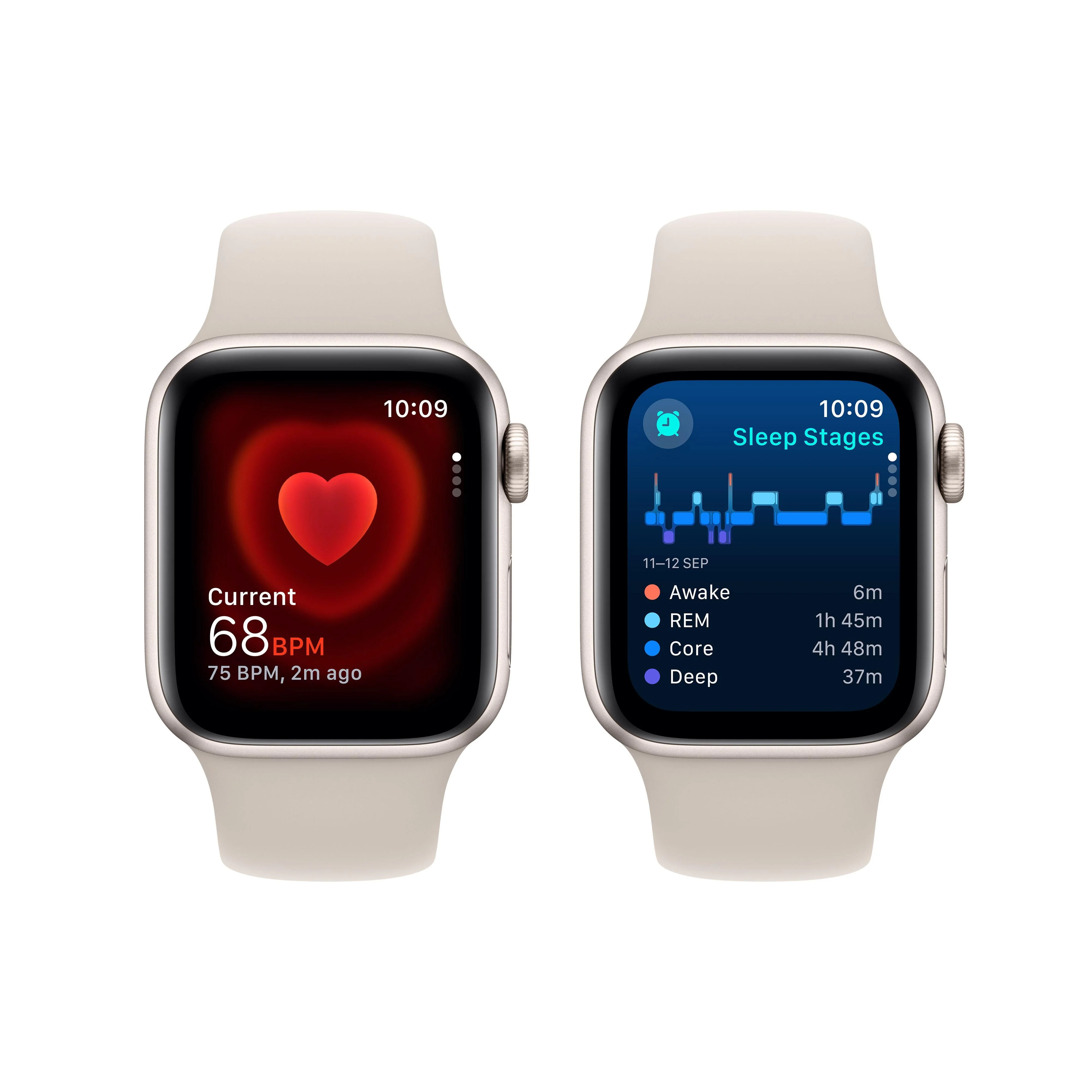 Apple Watch SE GPS + Cellular 40mm Starlight Aluminium Case with Starlight Sport Band - S/M - Image 5