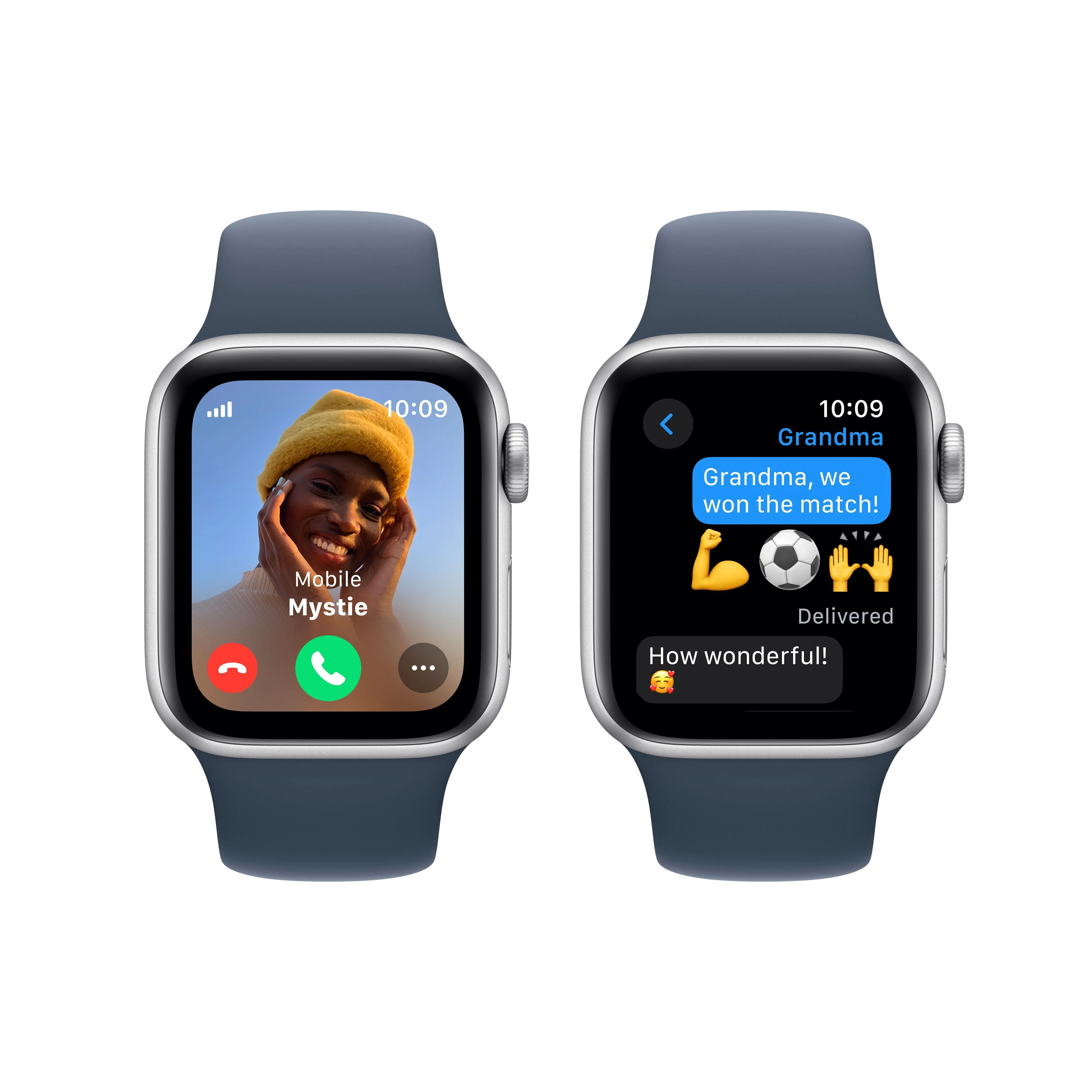 Apple Watch SE GPS + Cellular 40mm Silver Aluminium Case with Storm Blue Sport Band - S/M - Image 4