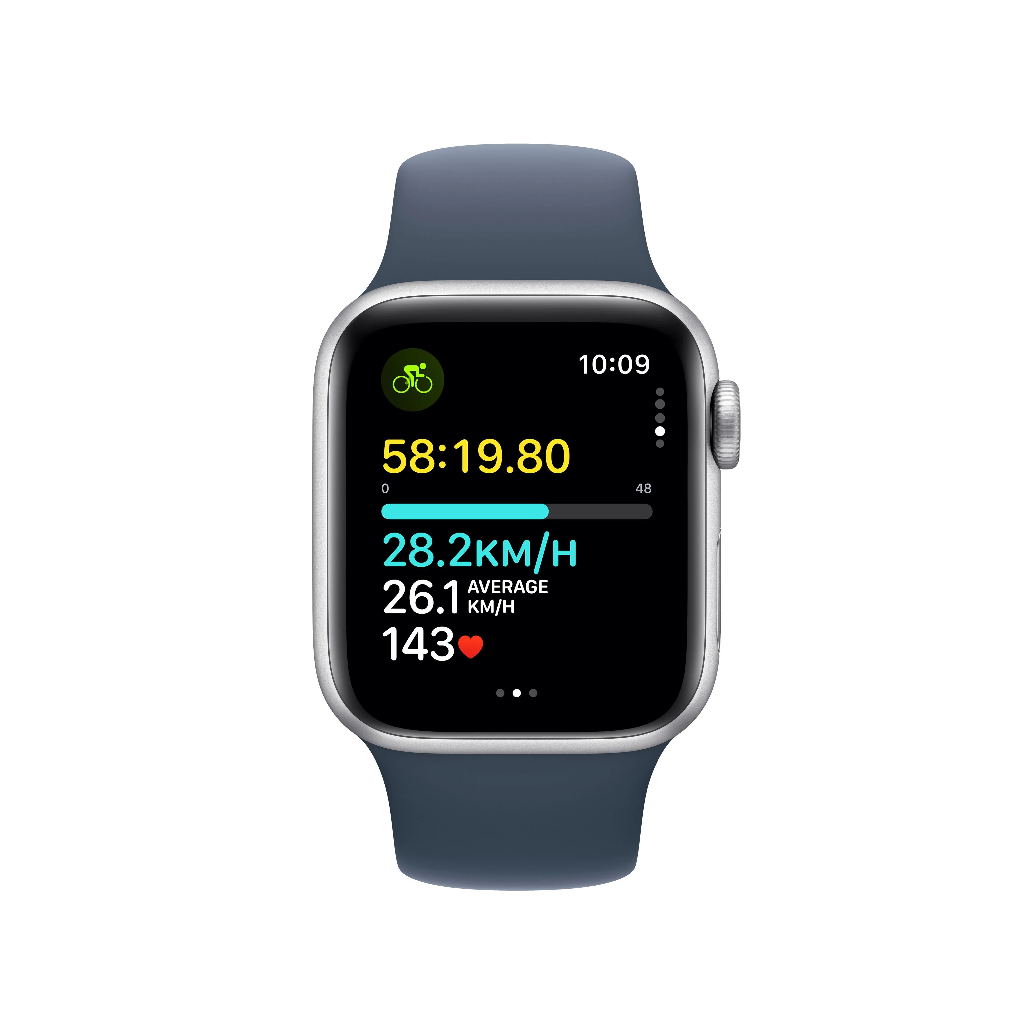 Apple Watch SE GPS + Cellular 40mm Silver Aluminium Case with Storm Blue Sport Band - S/M - Image 6