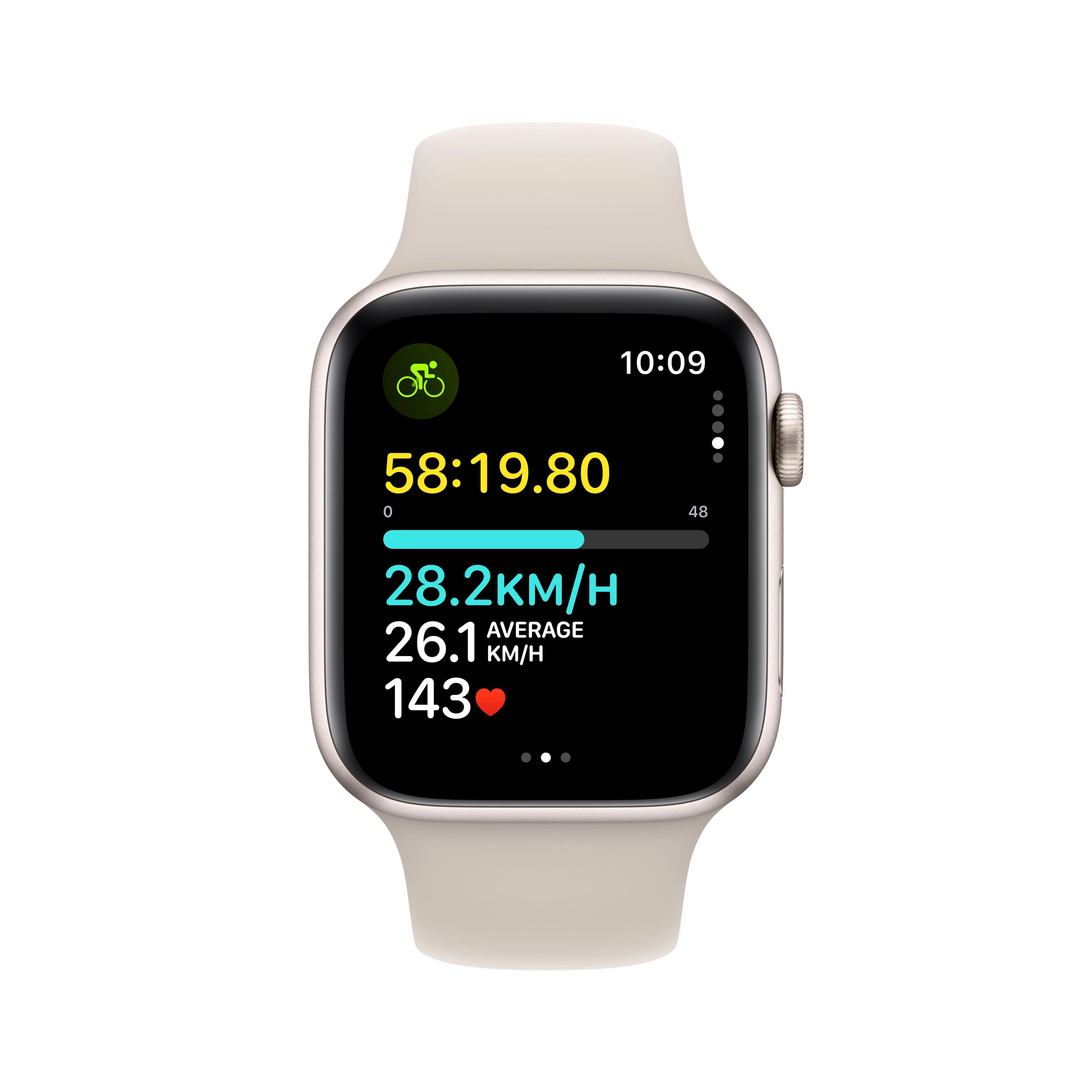 Apple Watch SE GPS + Cellular 44mm Starlight Aluminium Case with Starlight Sport Band - S/M - Image 6