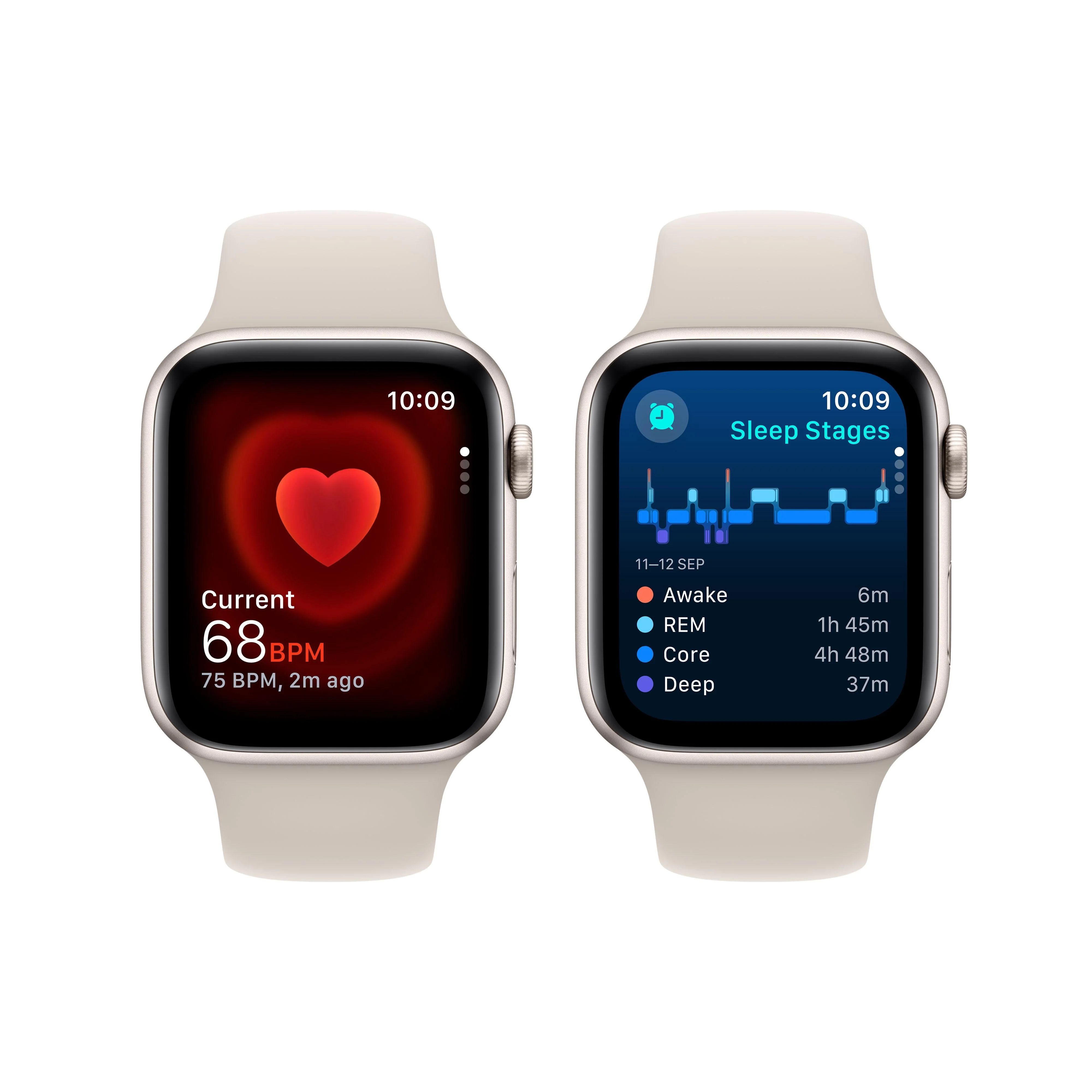 Apple Watch SE GPS + Cellular 44mm Starlight Aluminium Case with Starlight Sport Band - M/L - Image 5