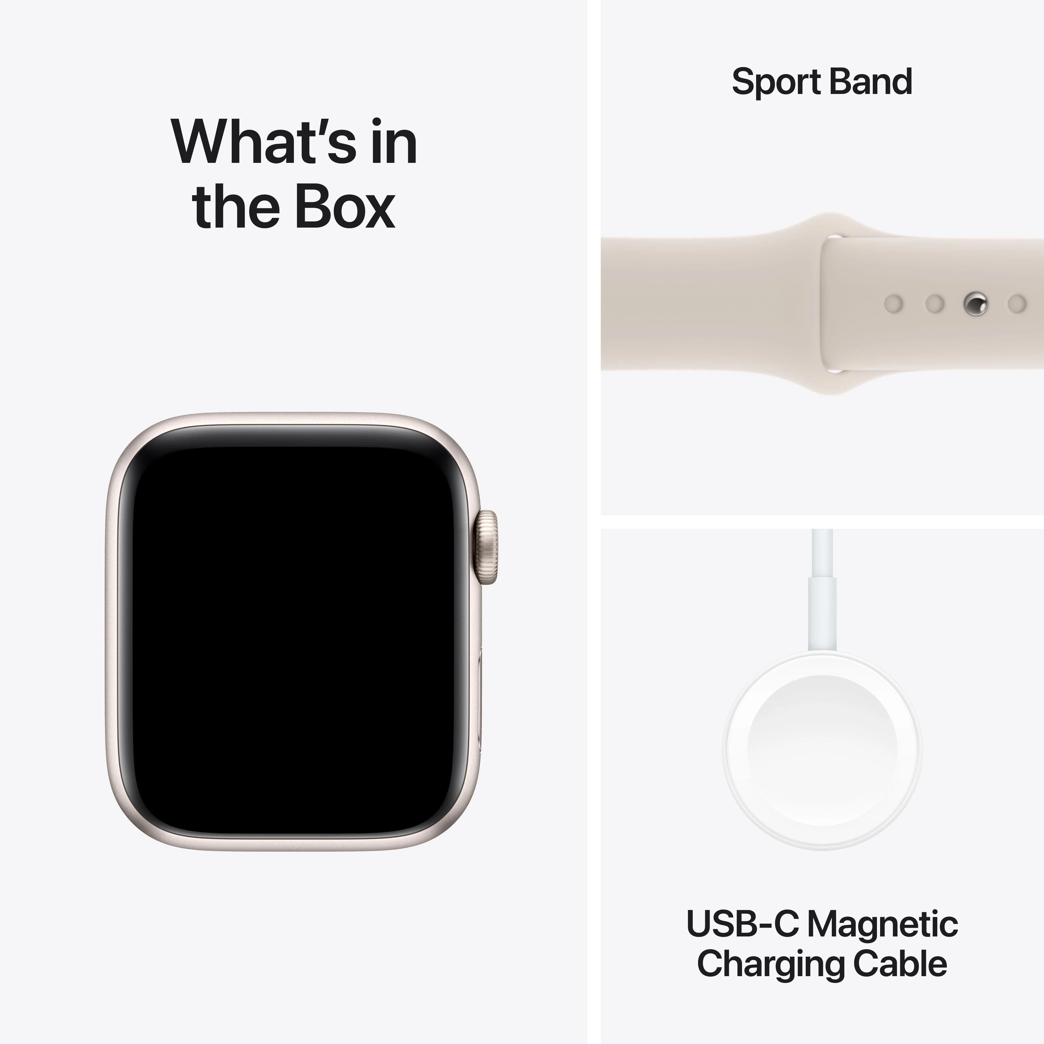 Apple Watch SE GPS + Cellular 44mm Starlight Aluminium Case with Starlight Sport Band - M/L - Image 8