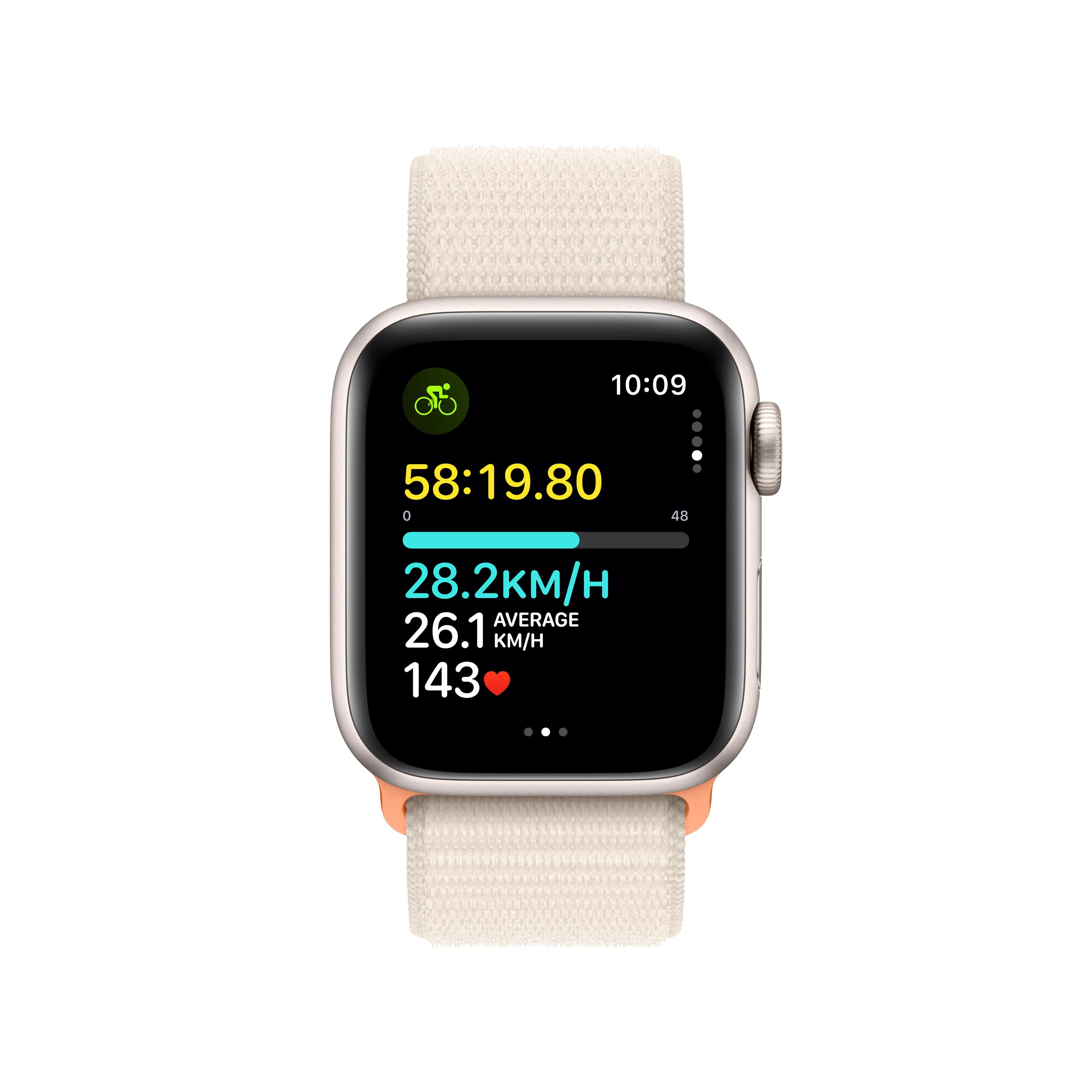 Apple Watch SE GPS + Cellular 40mm Starlight Aluminium Case with Starlight Sport Loop - Image 6