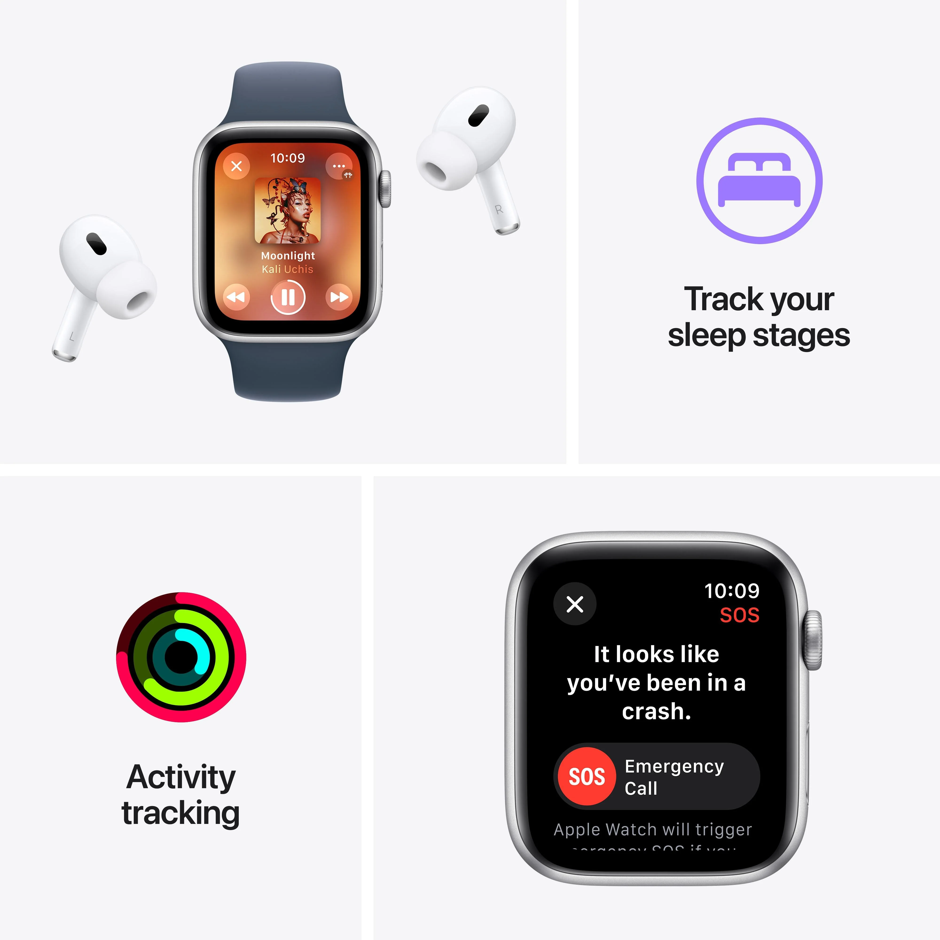 Apple Watch SE GPS + Cellular 40mm Silver Aluminium Case with Winter Blue Sport Loop - Image 7