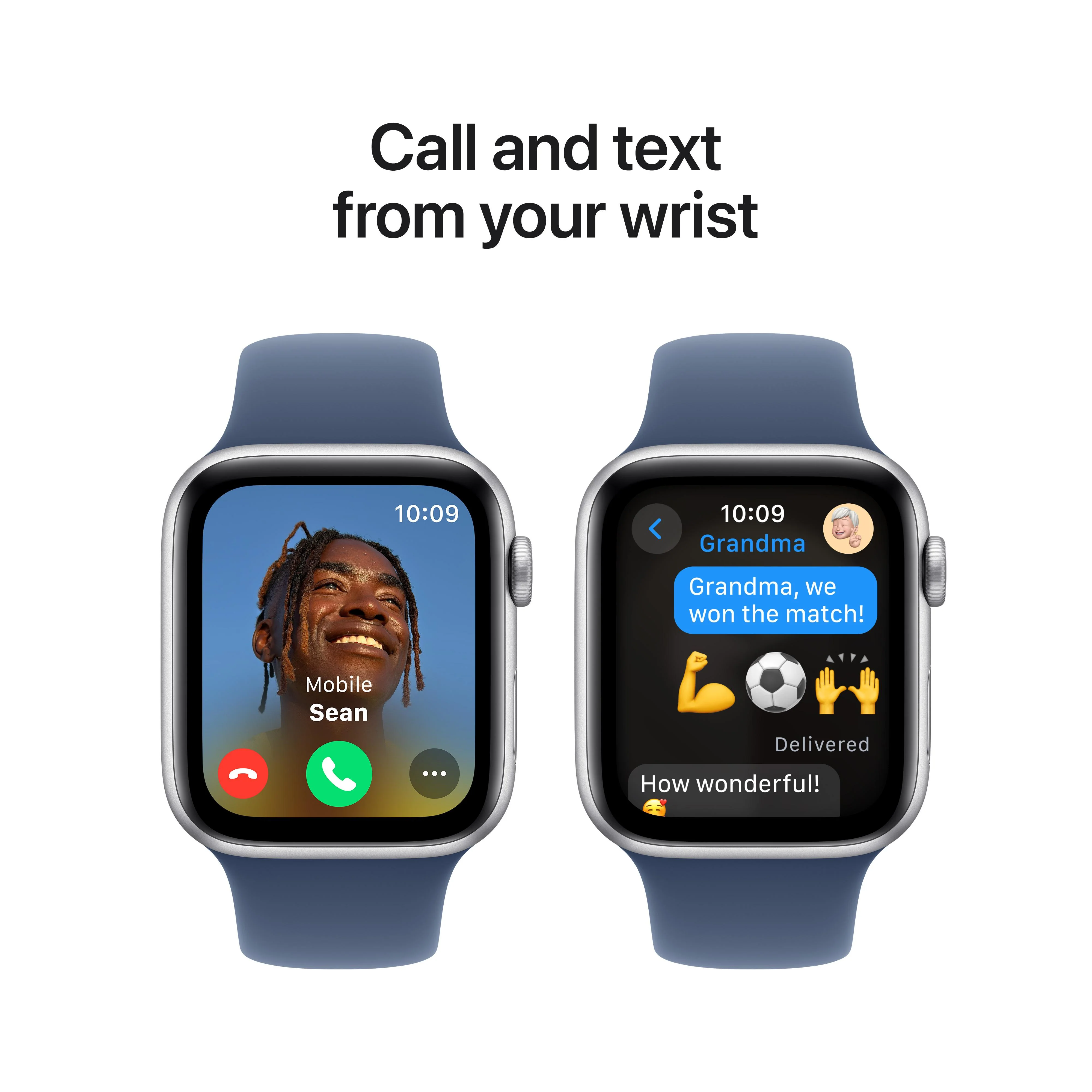 Apple Watch SE GPS 44mm Silver Aluminium Case with Denim Sport Band - S/M - Image 4