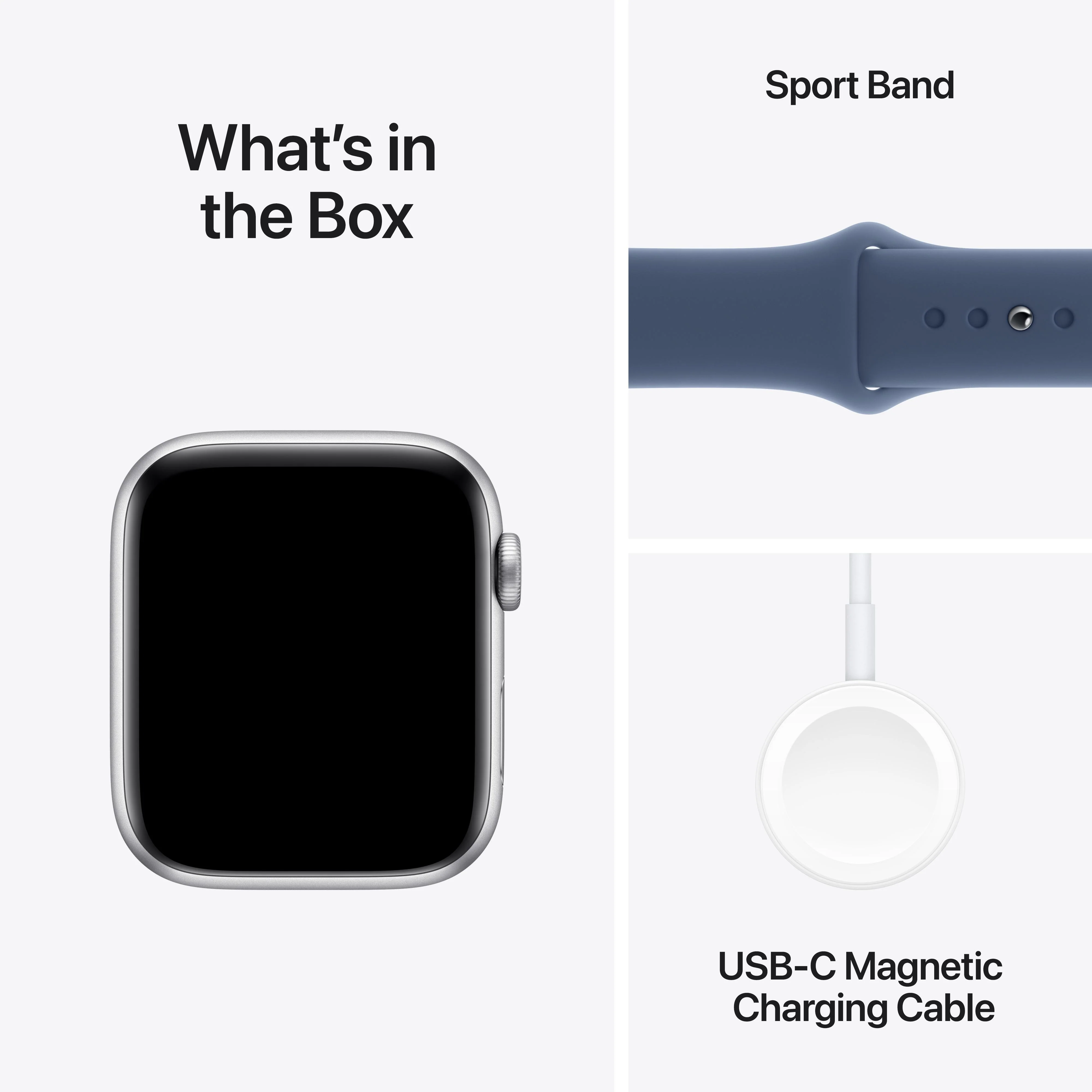 Apple Watch SE GPS 44mm Silver Aluminium Case with Denim Sport Band - S/M - Image 7