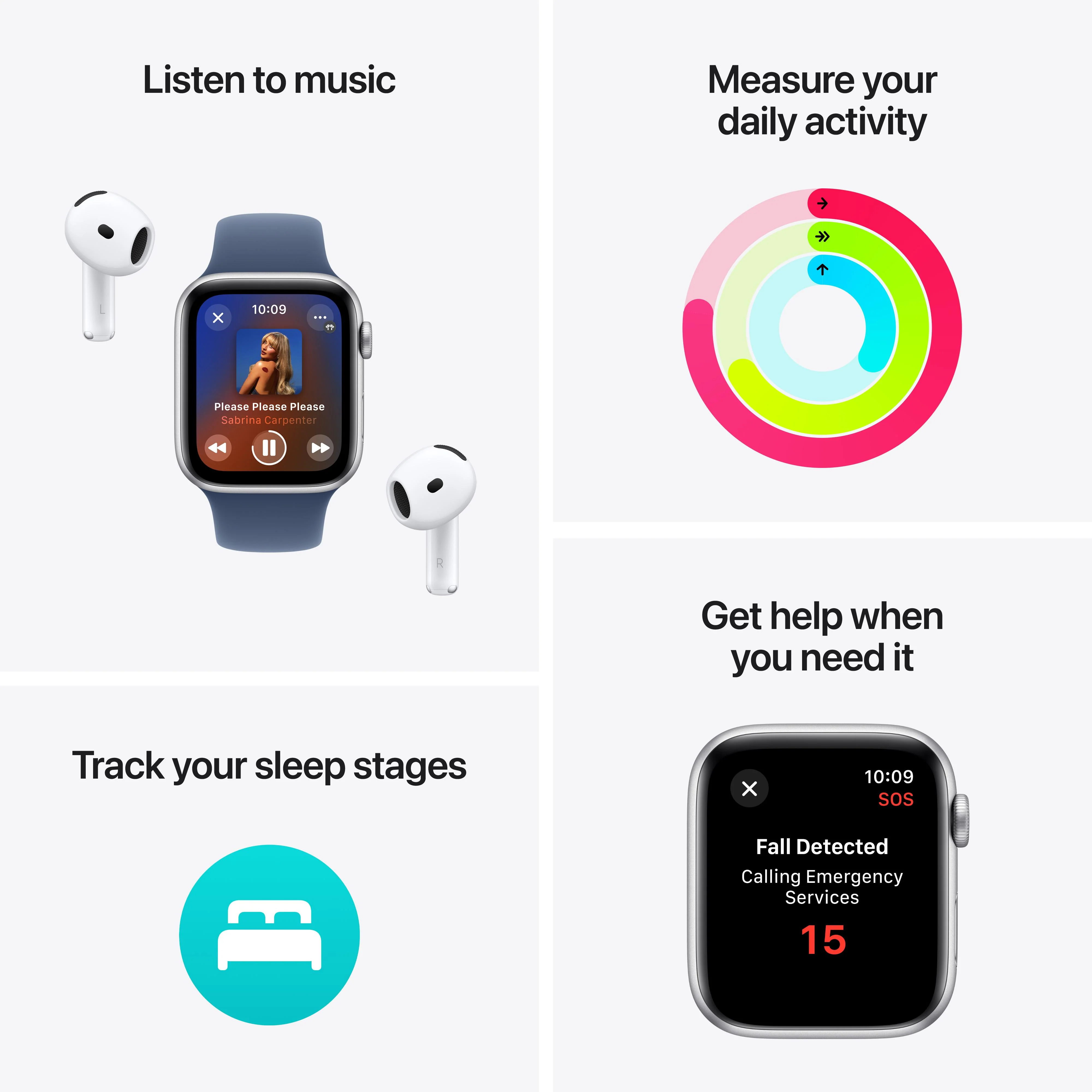 Apple Watch SE GPS 44mm Starlight Aluminium Case with Starlight Sport Band - M/L - Image 3