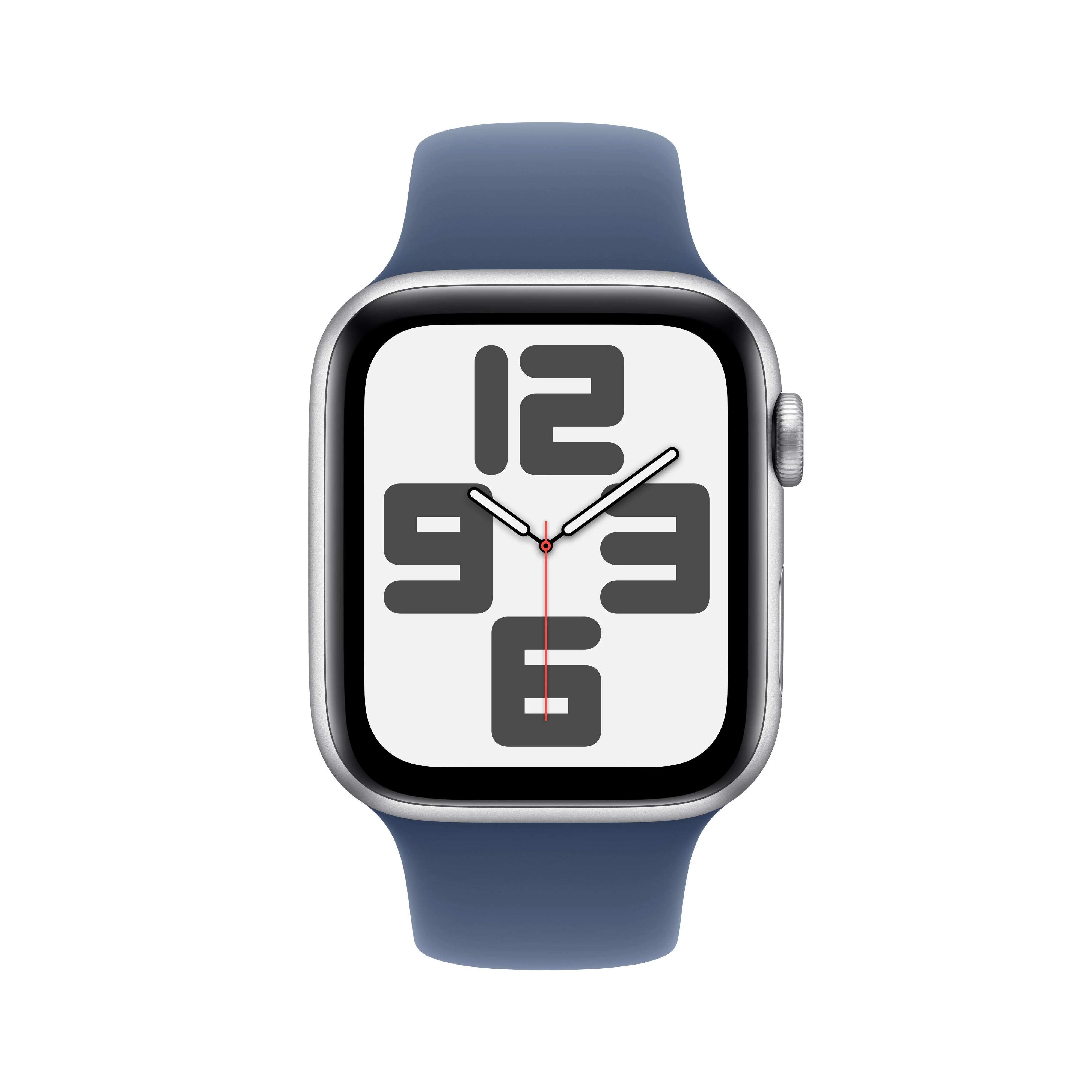Apple Watch SE GPS + Cellular 44mm Silver Aluminium Case with Denim Sport Band - S/M - Image 2