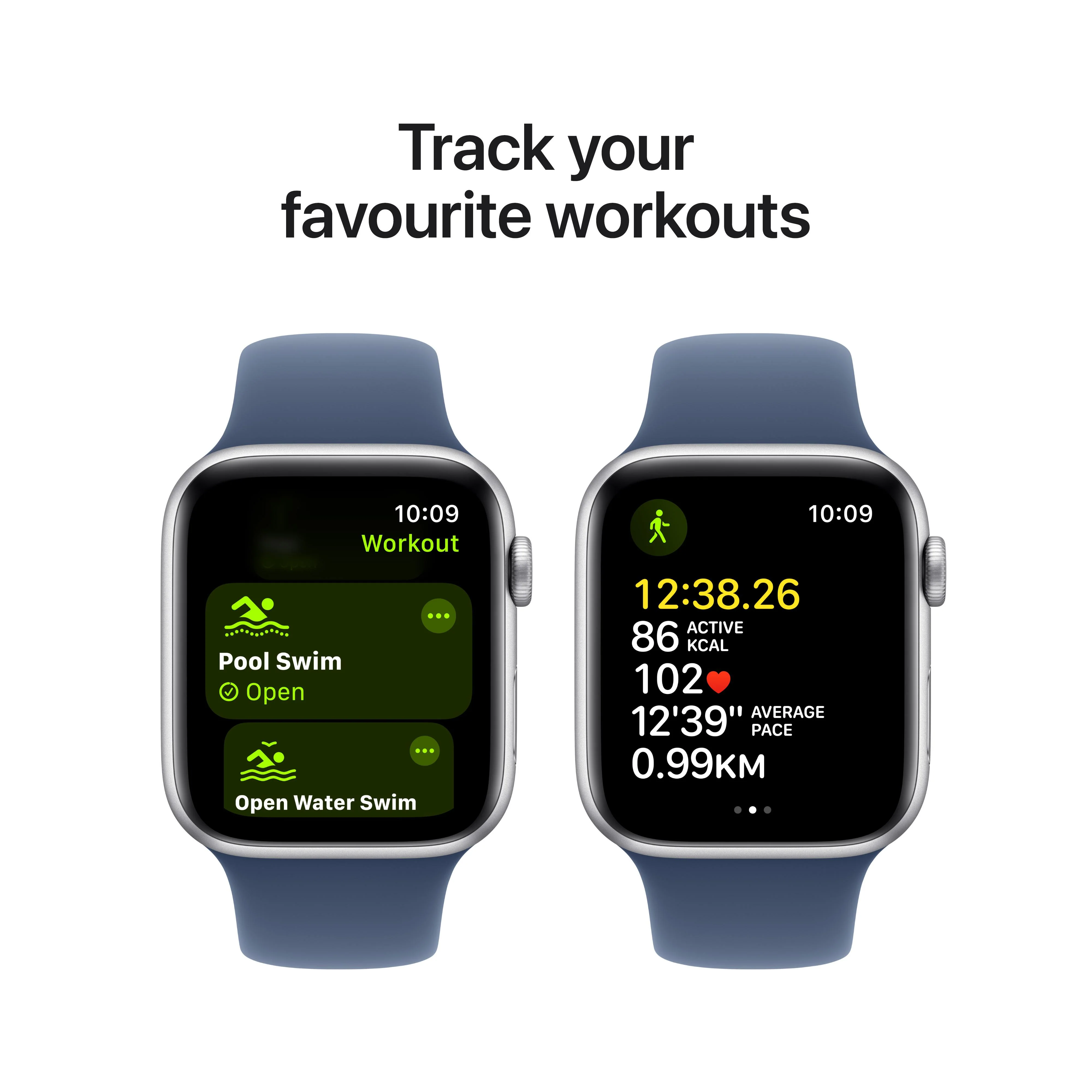 Apple Watch SE GPS + Cellular 44mm Silver Aluminium Case with Denim Sport Band - S/M - Image 6