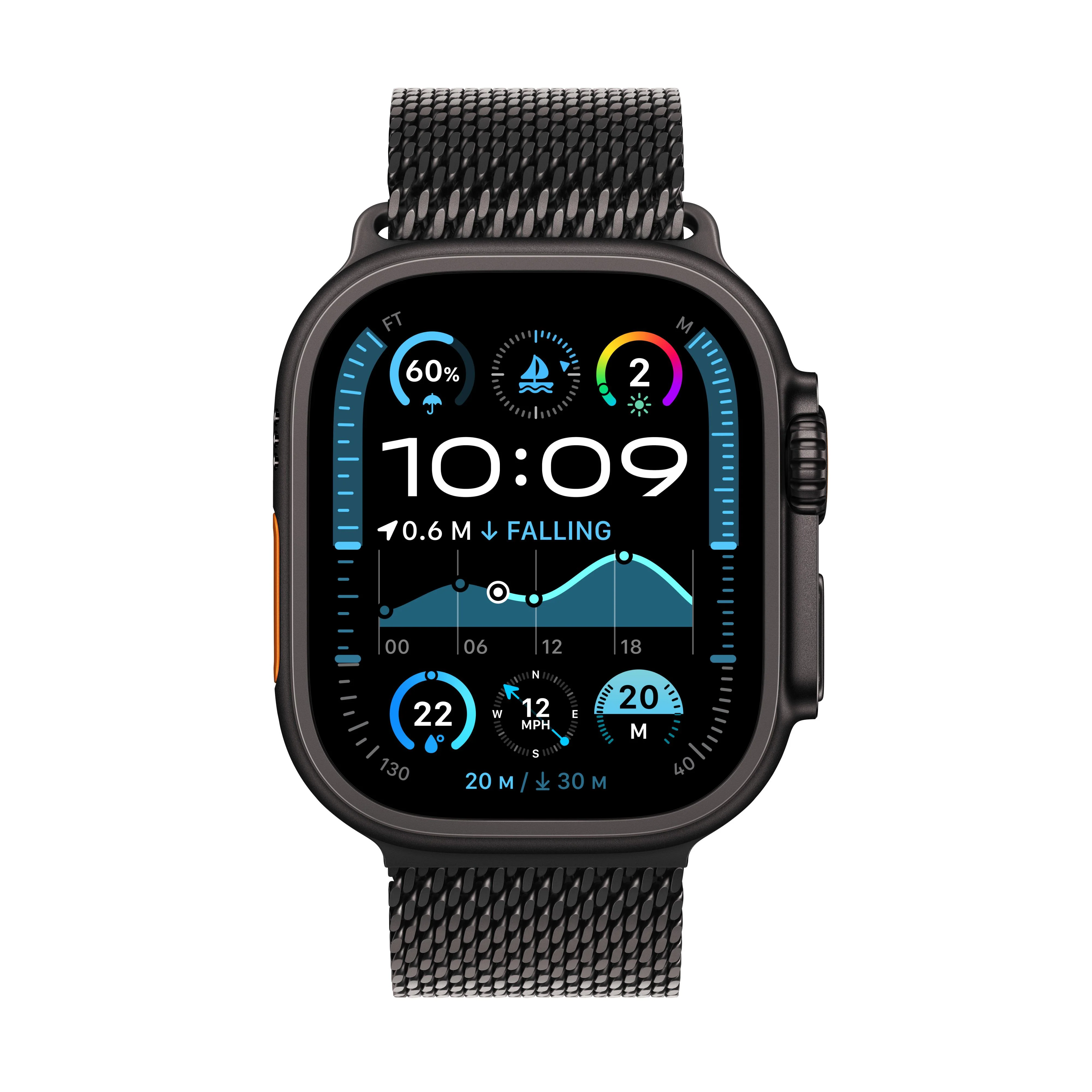 Apple Watch Ultra 2 GPS + Cellular 49mm Black Titanium Case with Black Titanium Milanese Loop - Small - Image 2