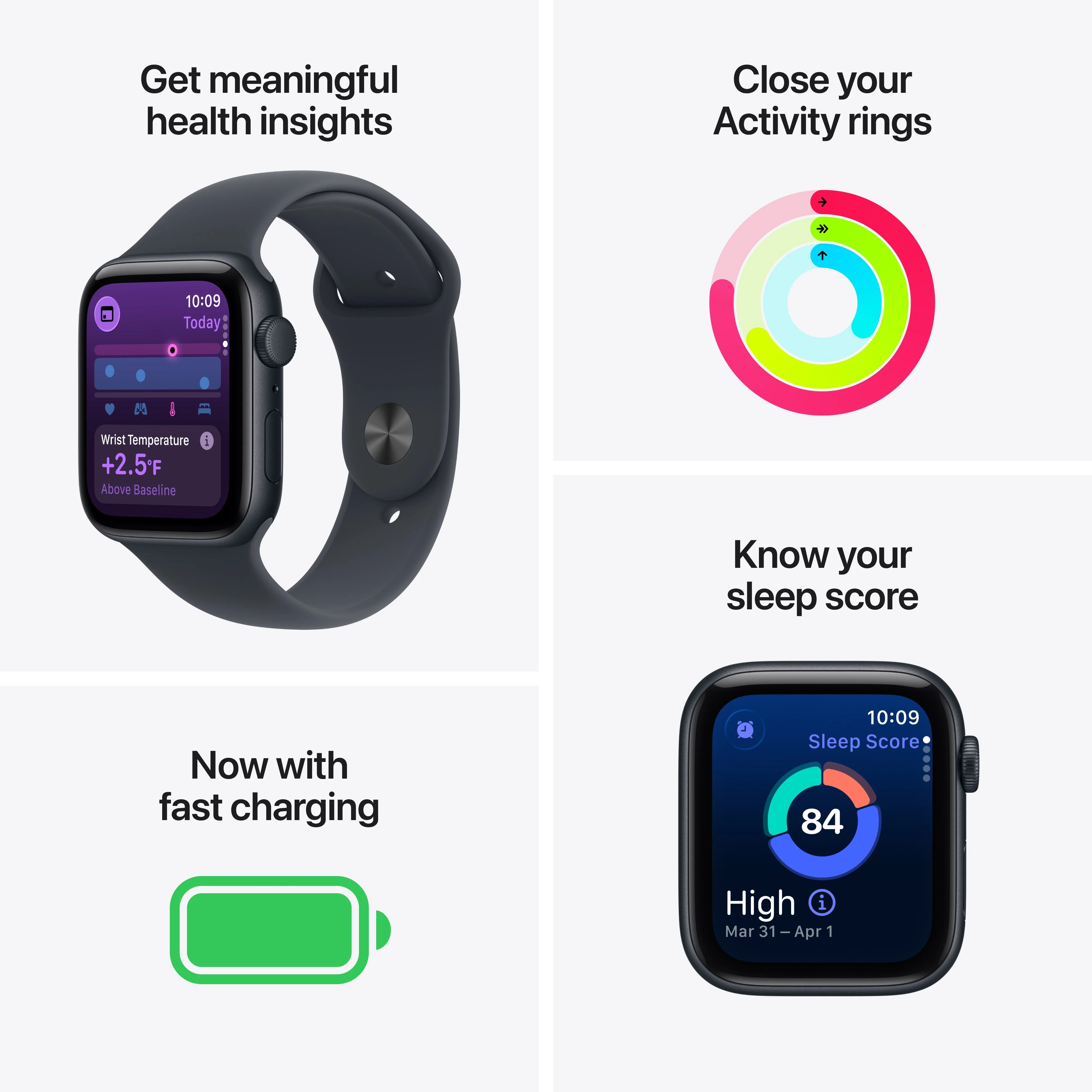 Apple Watch SE 3 GPS 40mm Midnight Aluminium Case with Midnight Sport Band - S/M - Image 3