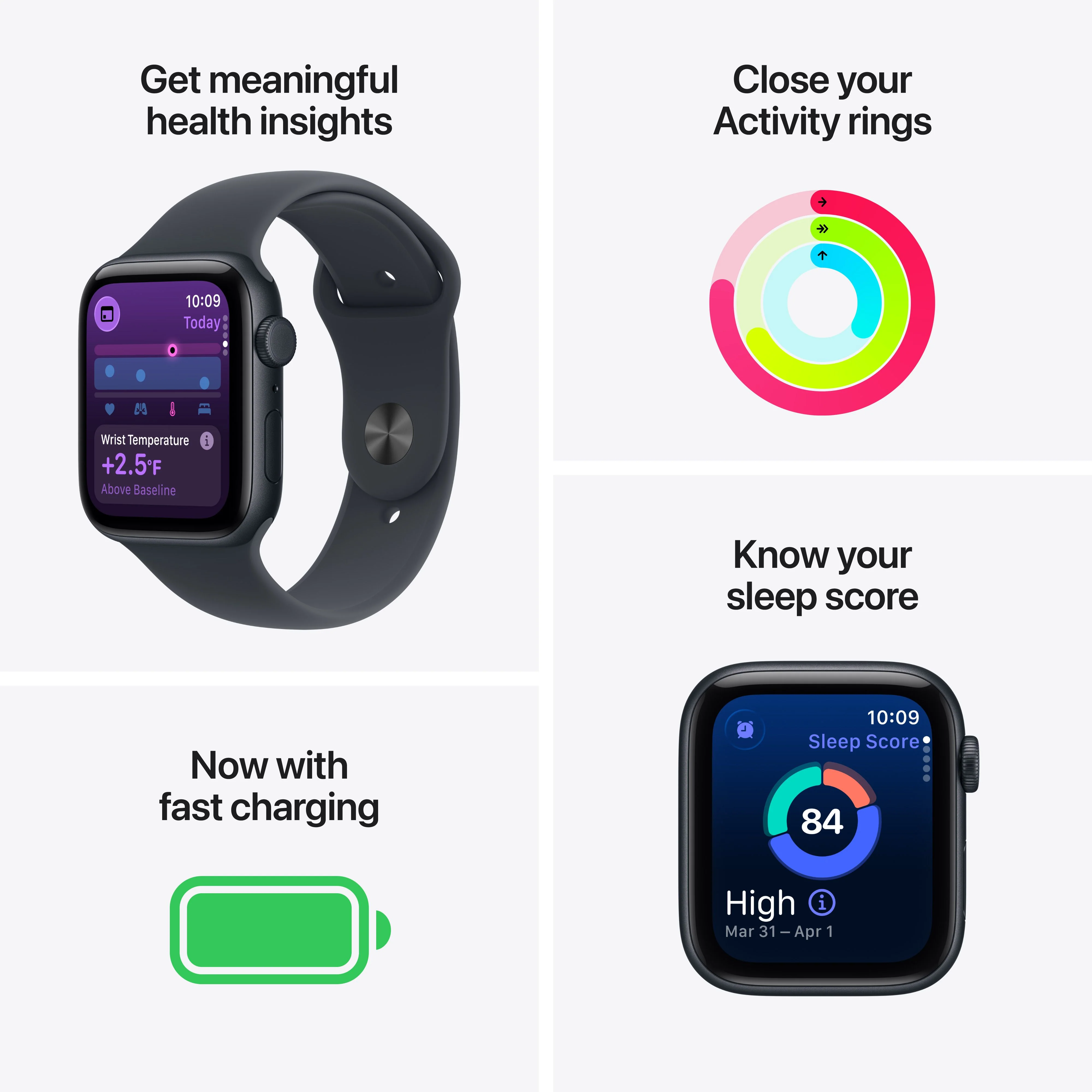 Apple Watch SE 3 GPS + Cellular 44mm Midnight Aluminium Case with Midnight Sport Band - S/M - Image 3