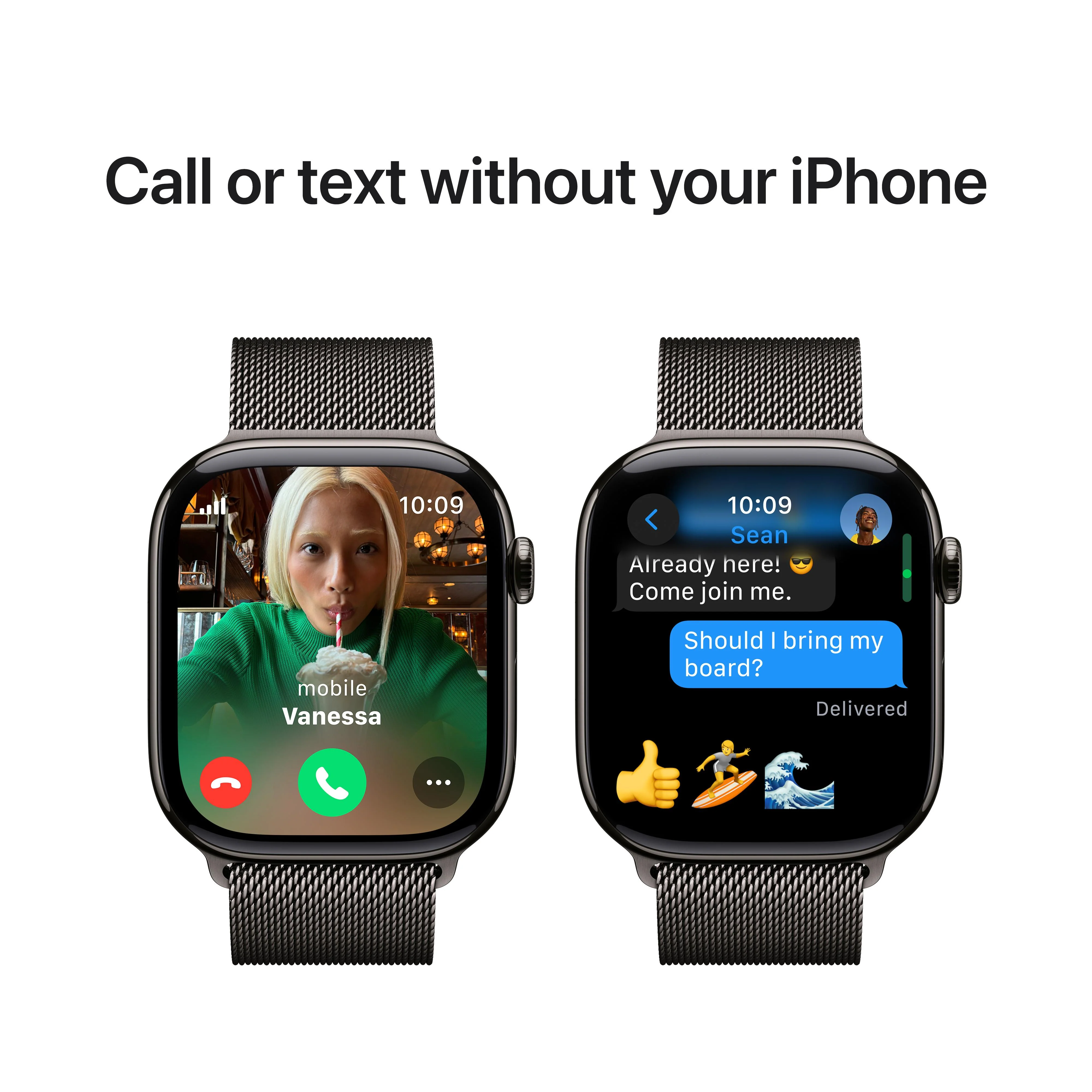 Apple Watch Series 10 GPS + Cellular 46mm Slate Titanium Case with Slate Milanese Loop - S/M - Image 7