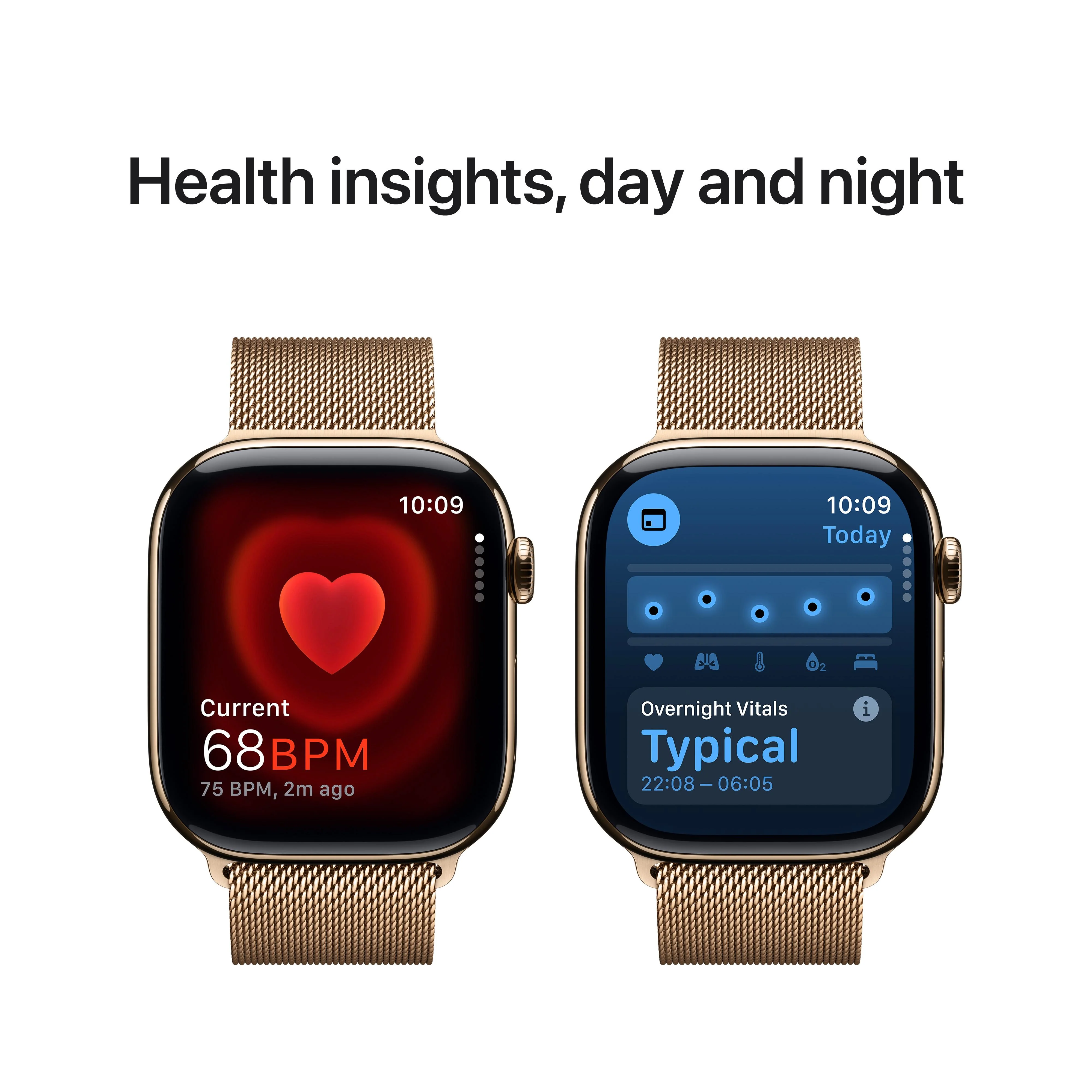 Apple Watch Series 10 GPS + Cellular 46mm Gold Titanium Case with Gold Milanese Loop - S/M - Image 5