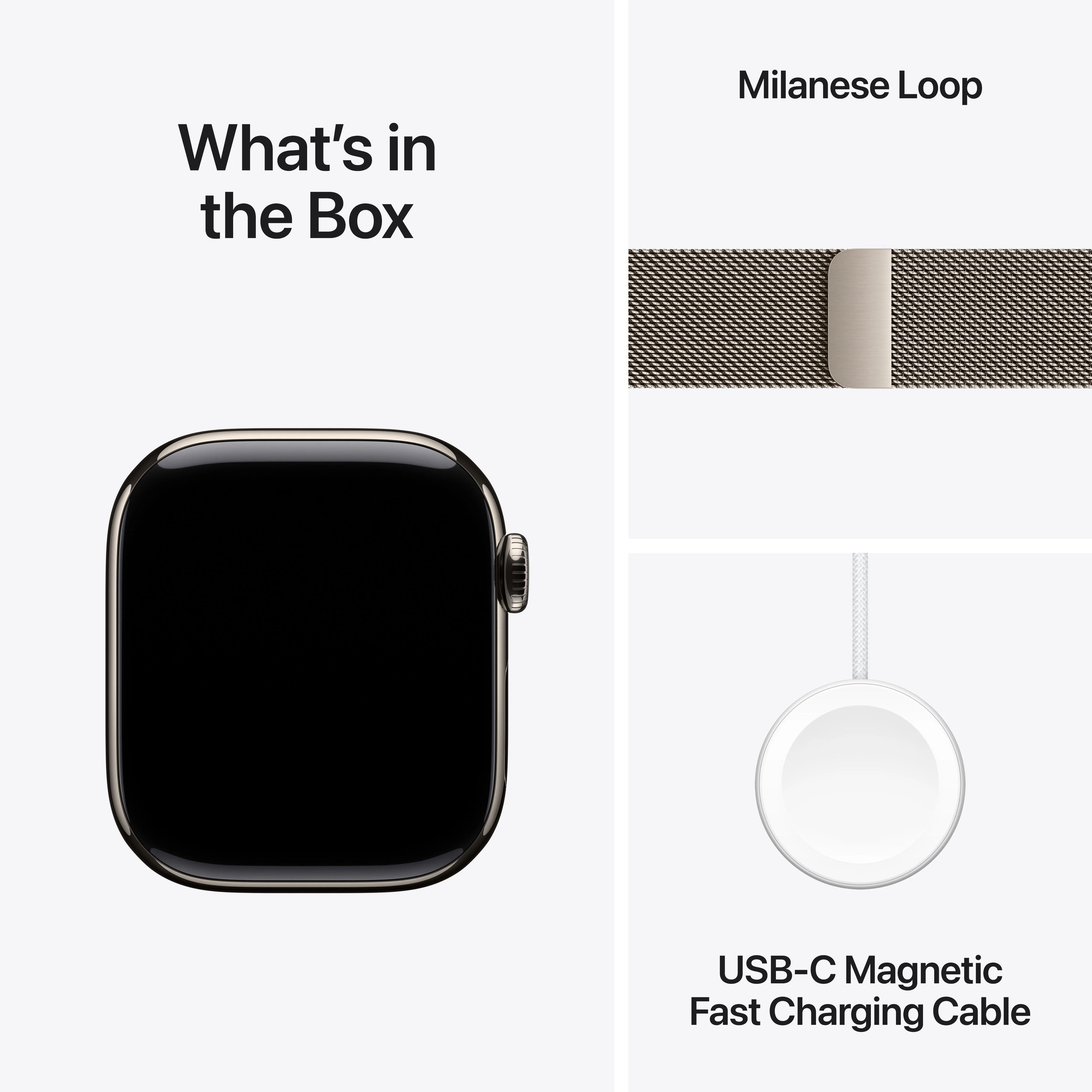 Apple Watch Series 10 GPS + Cellular 42mm Natural Titanium Case with Natural Milanese Loop - Image 9