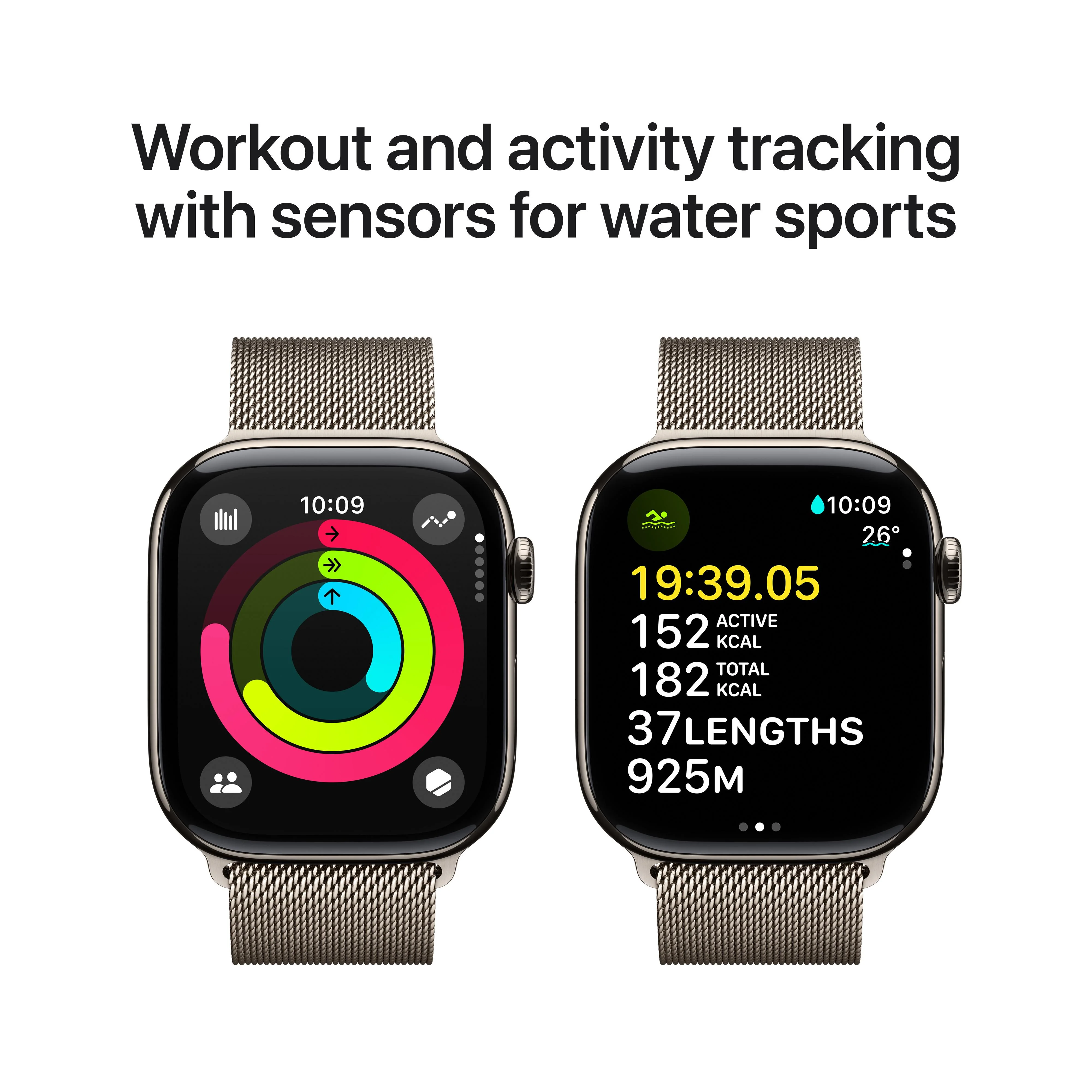 Apple Watch Series 10 GPS + Cellular 46mm Natural Titanium Case with Natural Milanese Loop - M/L - Image 4