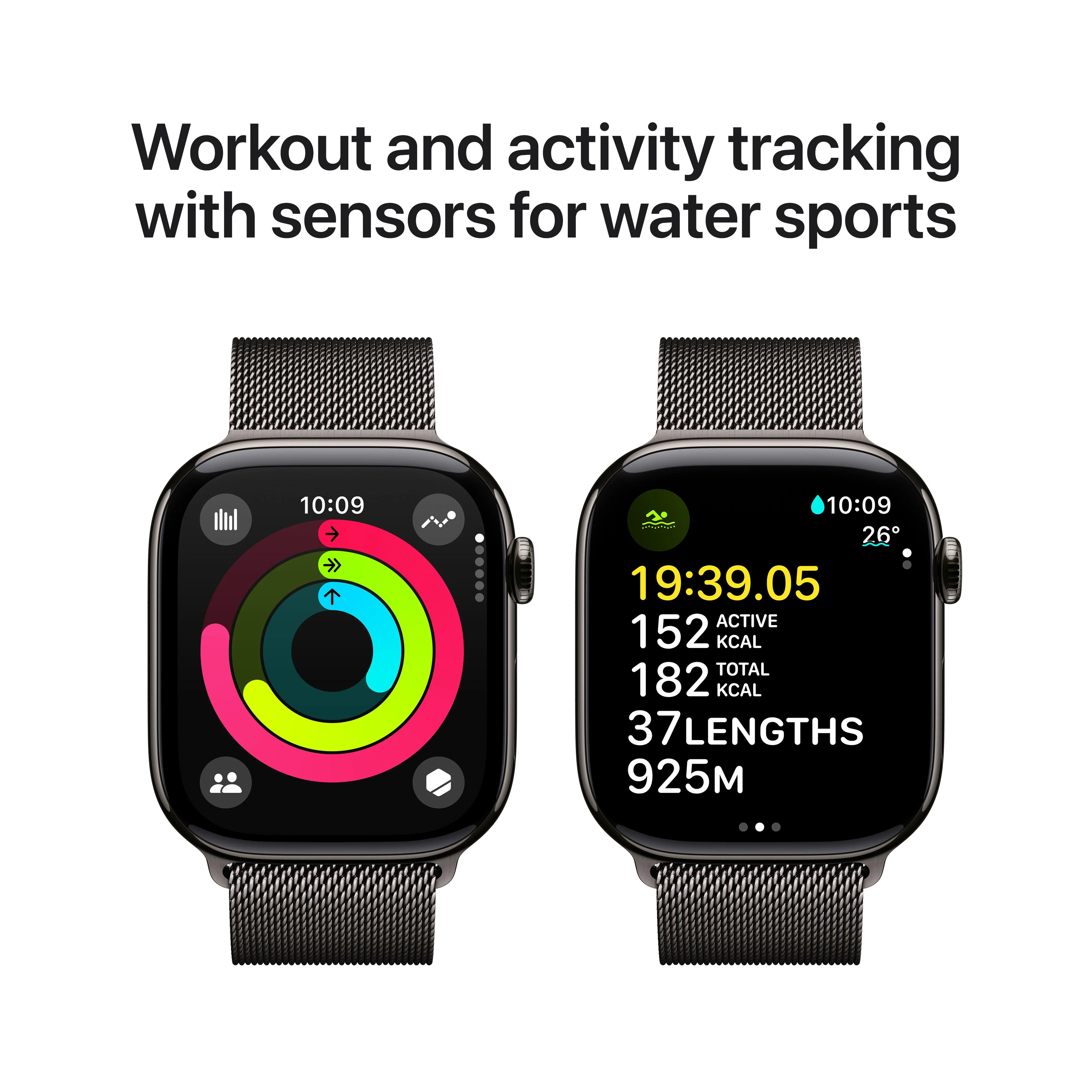 Apple Watch Series 10 GPS + Cellular 46mm Slate Titanium Case with Slate Milanese Loop - M/L - Image 4