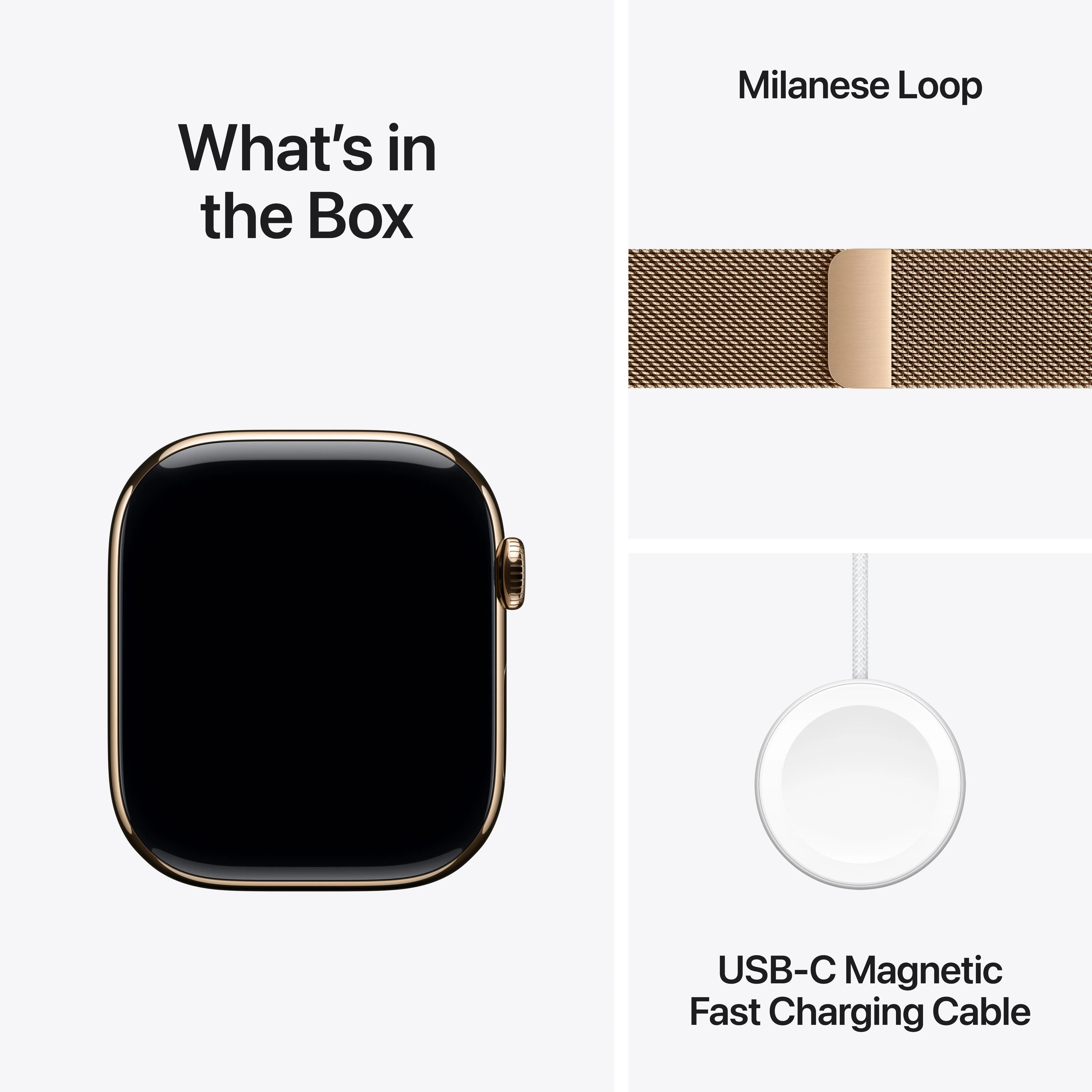 Apple Watch Series 10 GPS + Cellular 46mm Gold Titanium Case with Gold Milanese Loop - M/L - Image 9