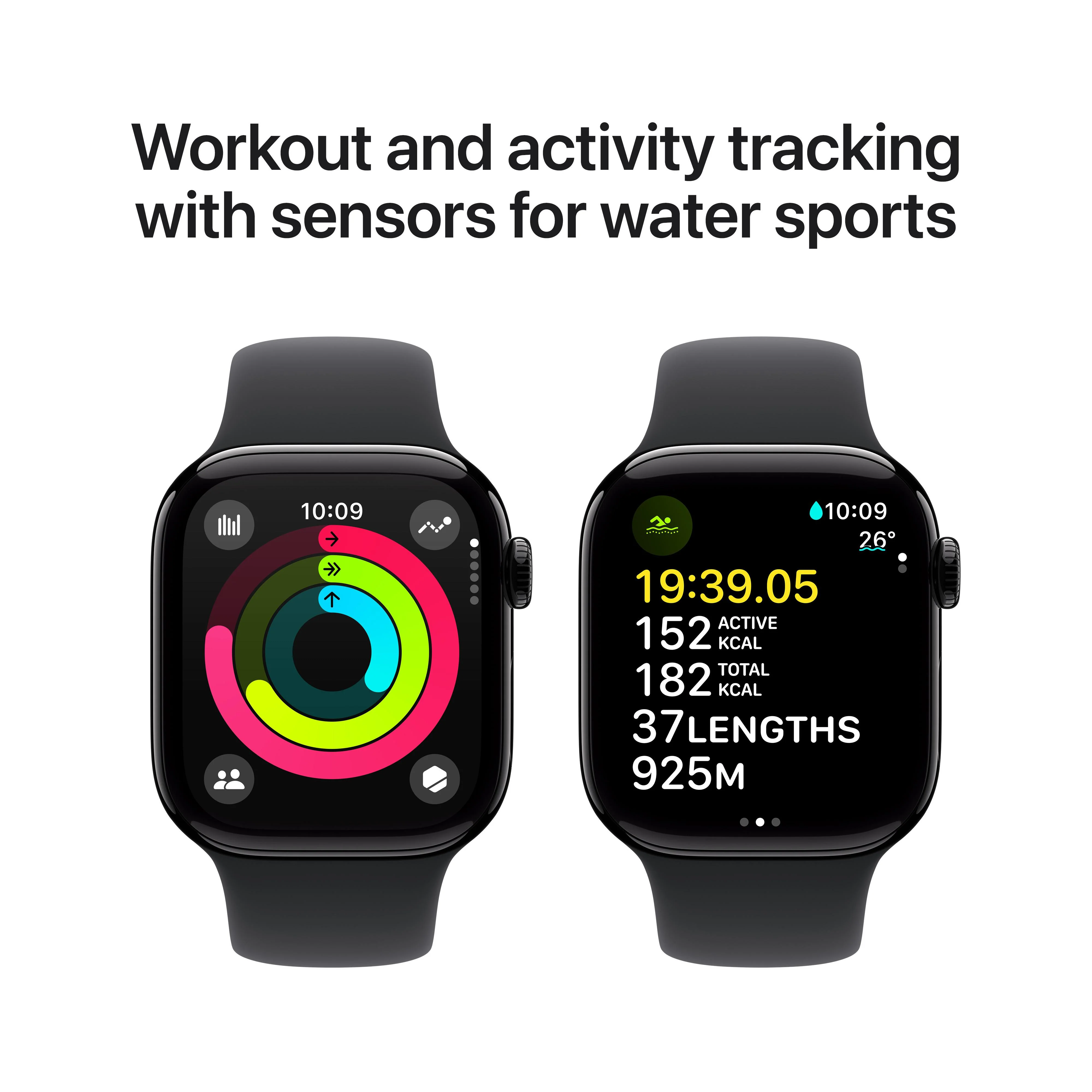 Apple Watch Series 10 GPS + Cellular 42mm Jet Black Aluminium Case with Black Sport Band - M/L - Image 4