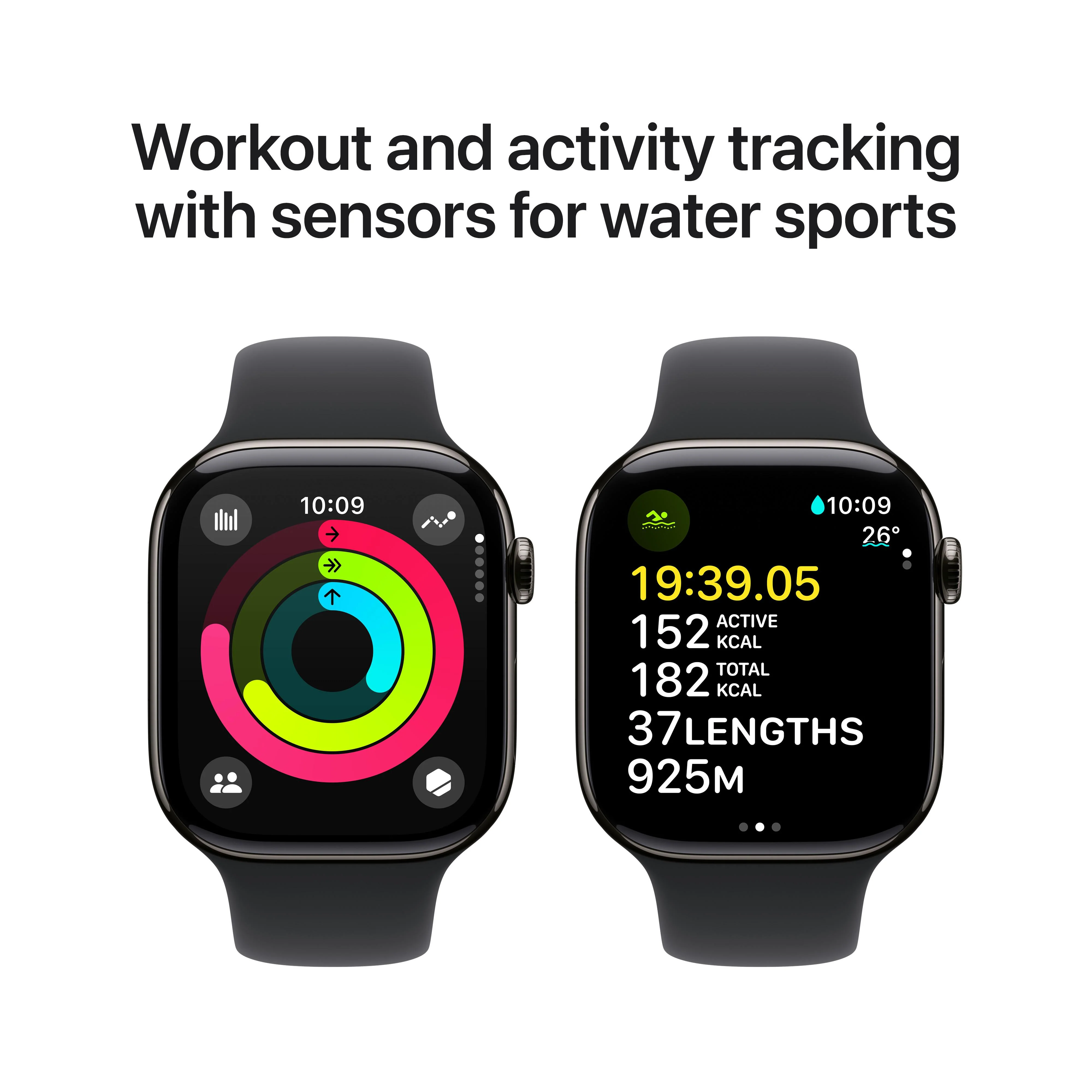 Apple Watch Series 10 GPS + Cellular 46mm Slate Titanium Case with Black Sport Band - S/M - Image 4