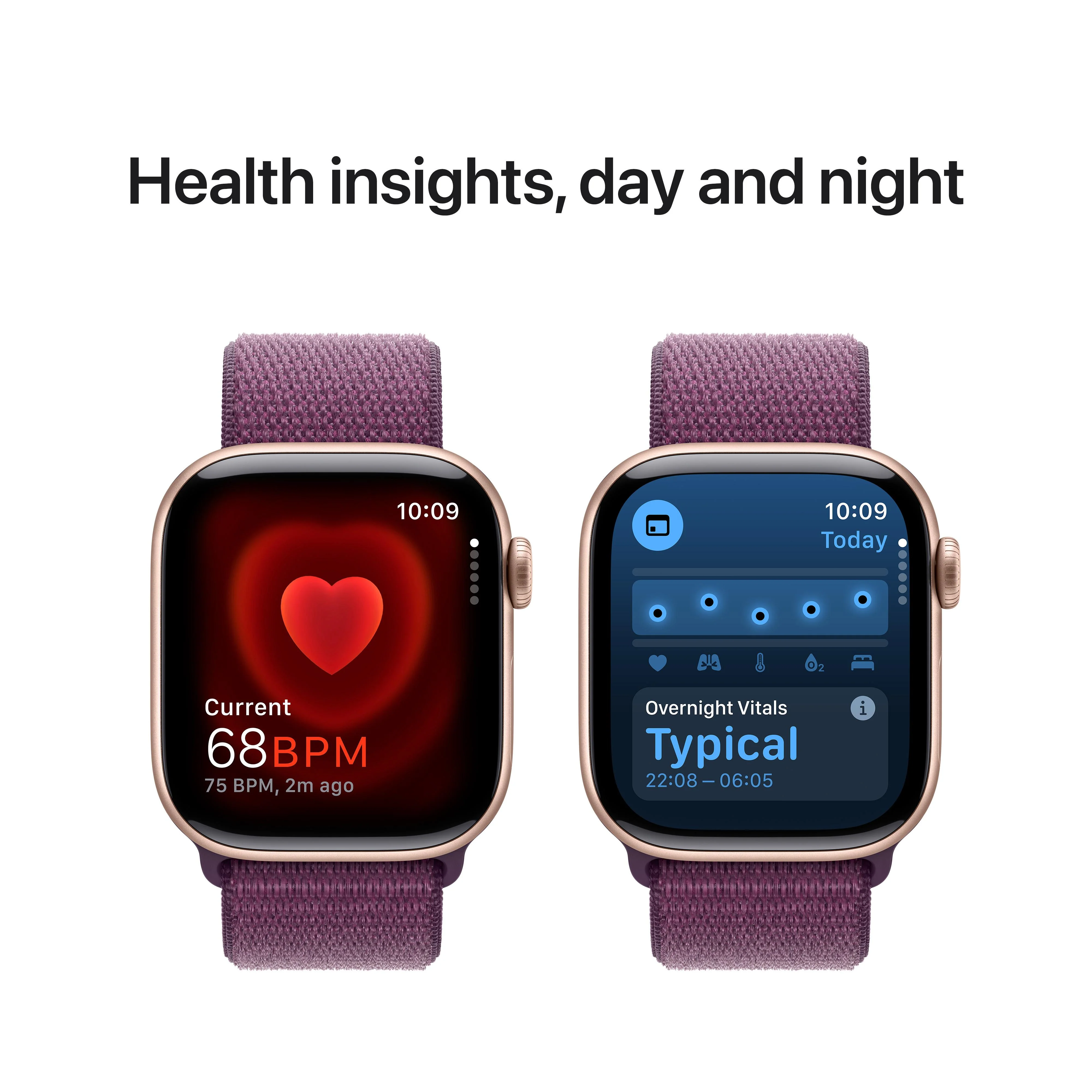 Apple Watch Series 10 GPS + Cellular 42mm Rose Gold Aluminium Case with Plum Sport Loop - Image 5
