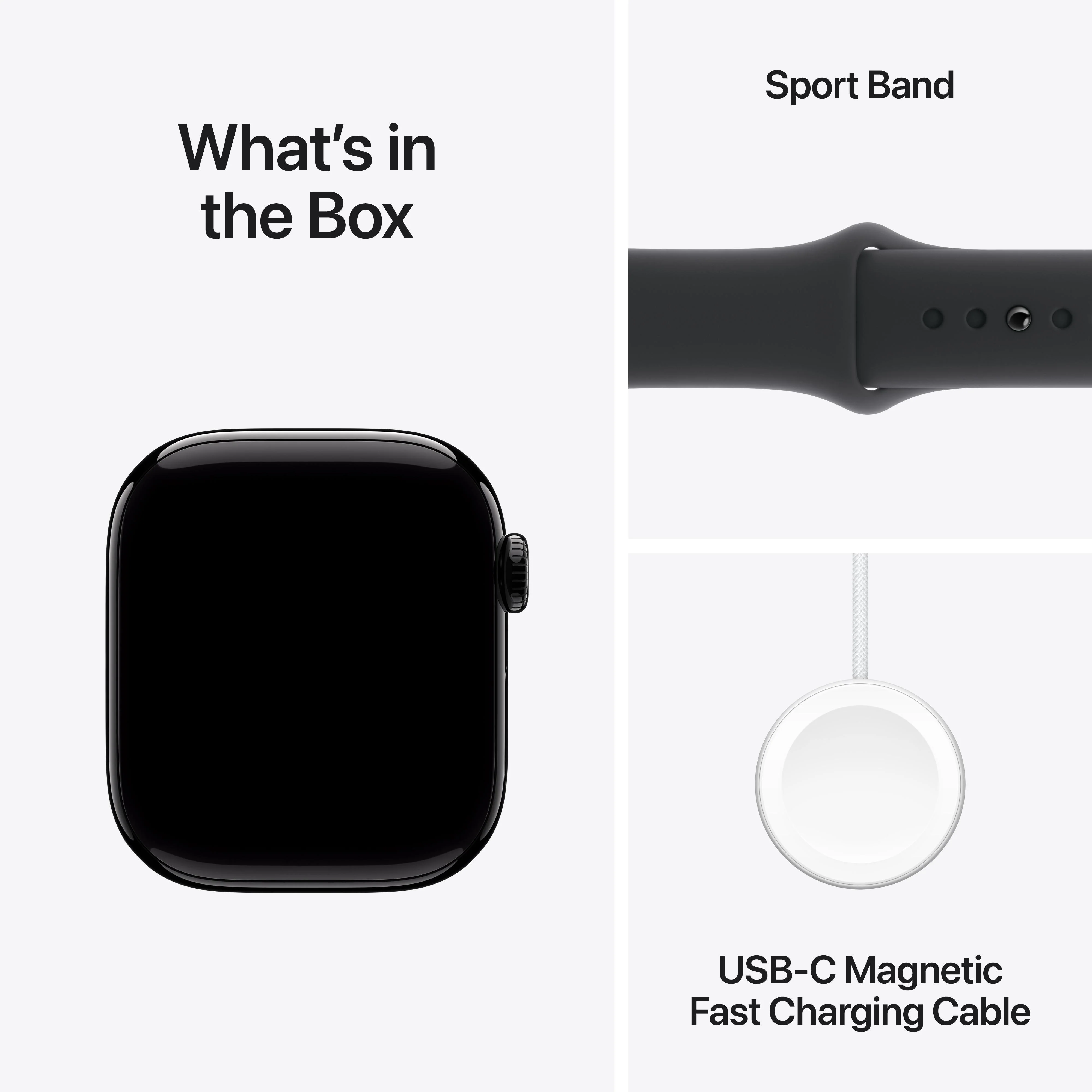 Apple Watch Series 10 GPS 42mm Jet Black Aluminium Case with Black Sport Band - M/L - Image 9
