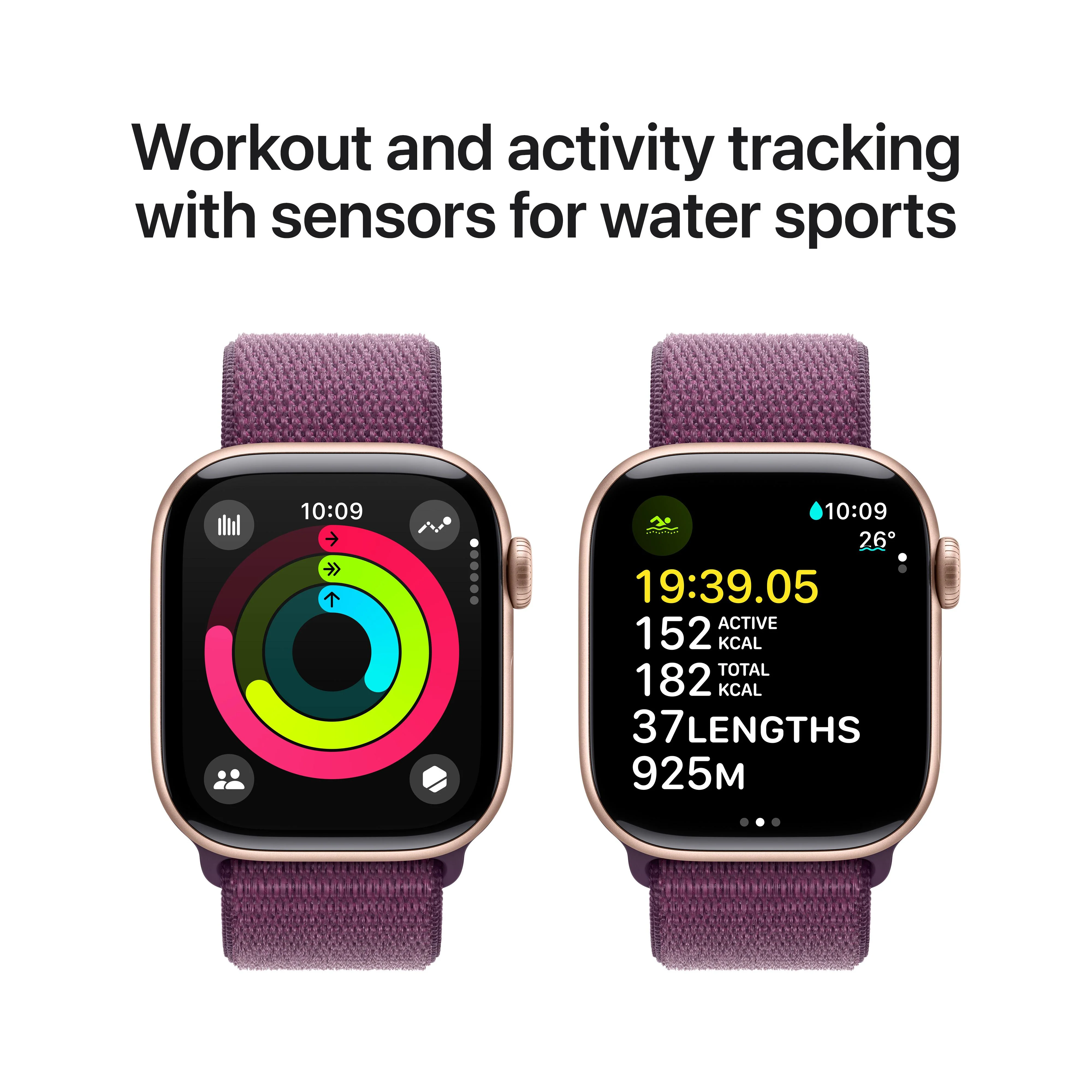 Apple Watch Series 10 GPS 42mm Rose Gold Aluminium Case with Plum Sport Loop - Image 4