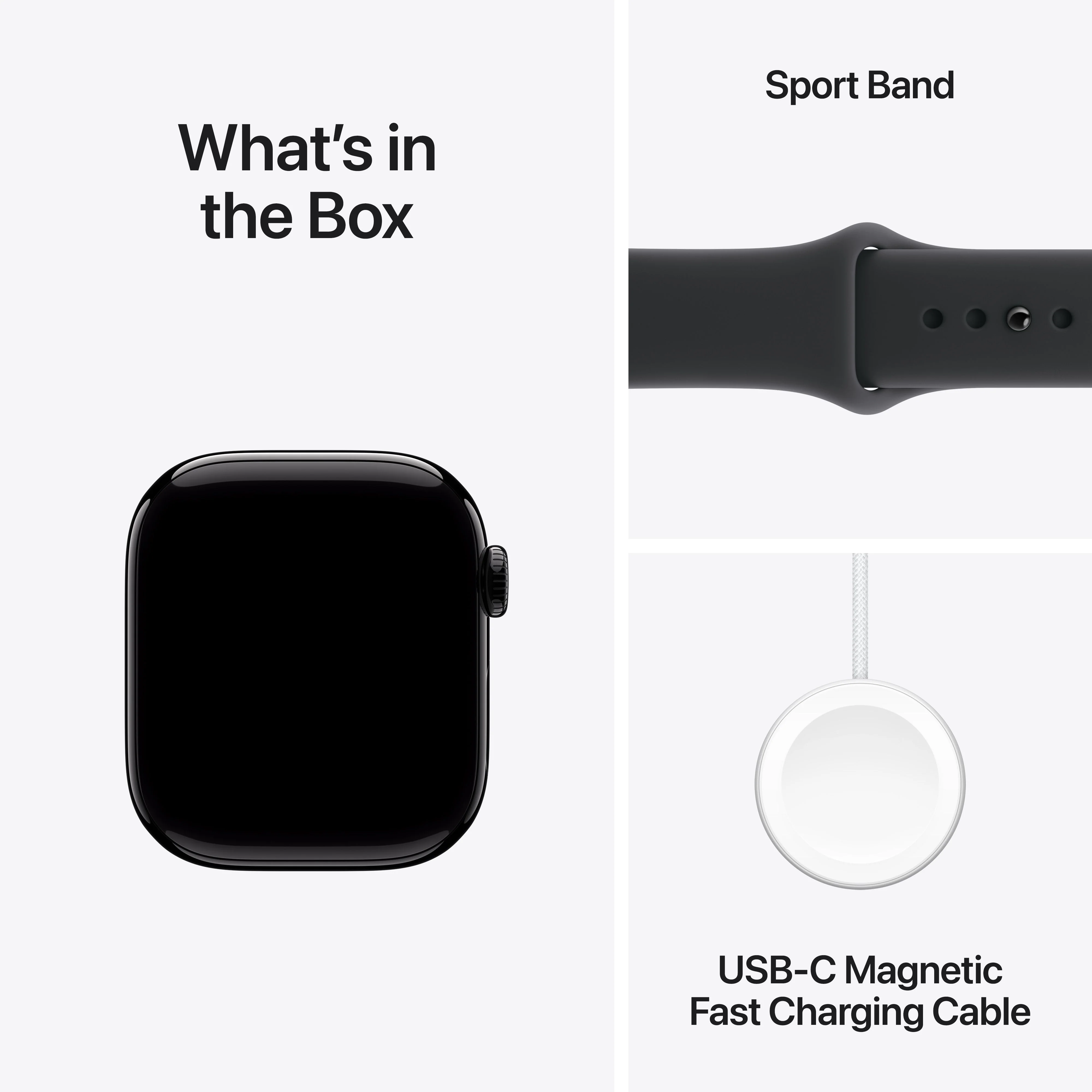 Apple Watch Series 11 GPS + Cellular 42mm Jet Black Aluminium Case with Black Sport Band - M/L - Image 8
