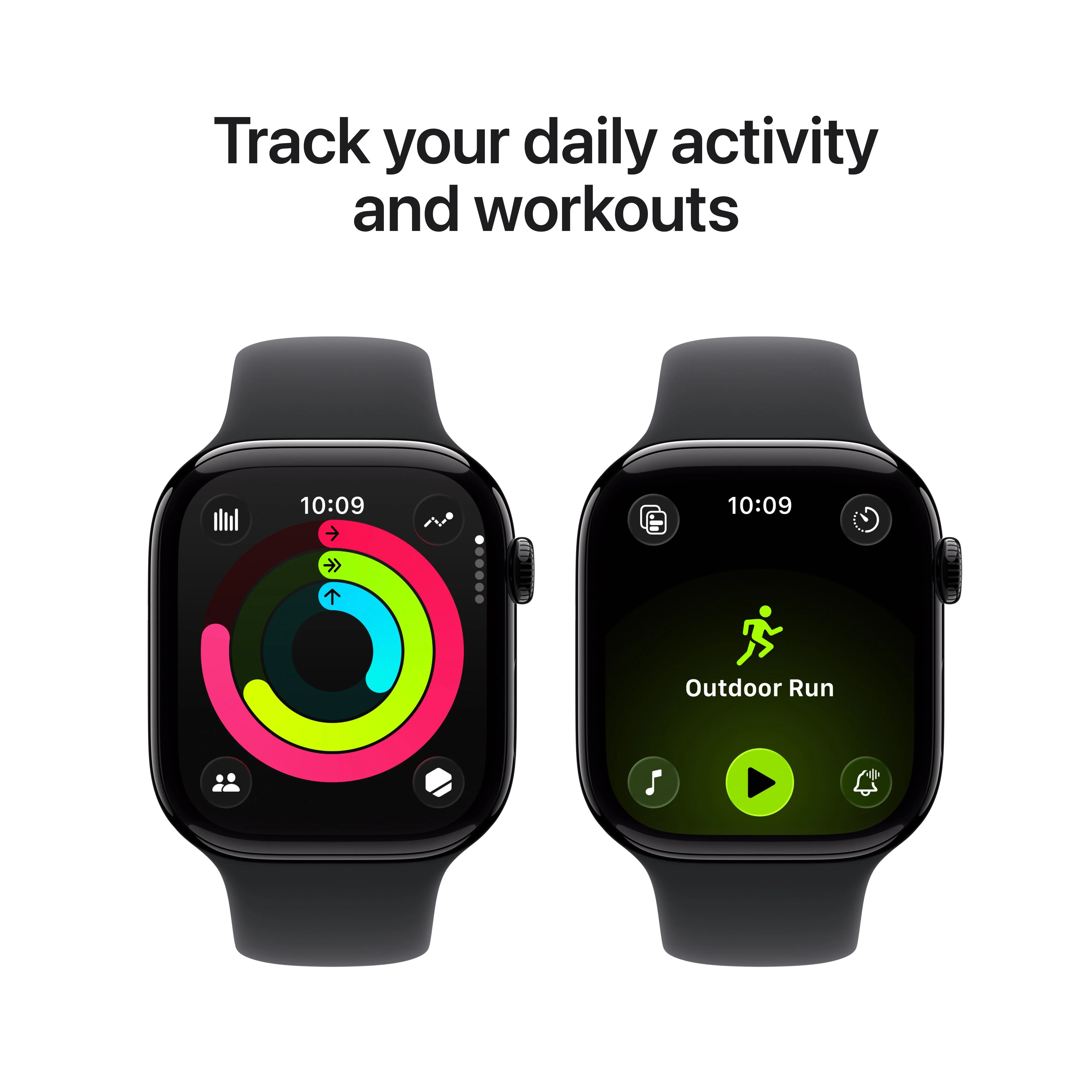 Apple Watch Series 11 GPS + Cellular 46mm Jet Black Aluminium Case with Black Sport Band - M/L - Image 4