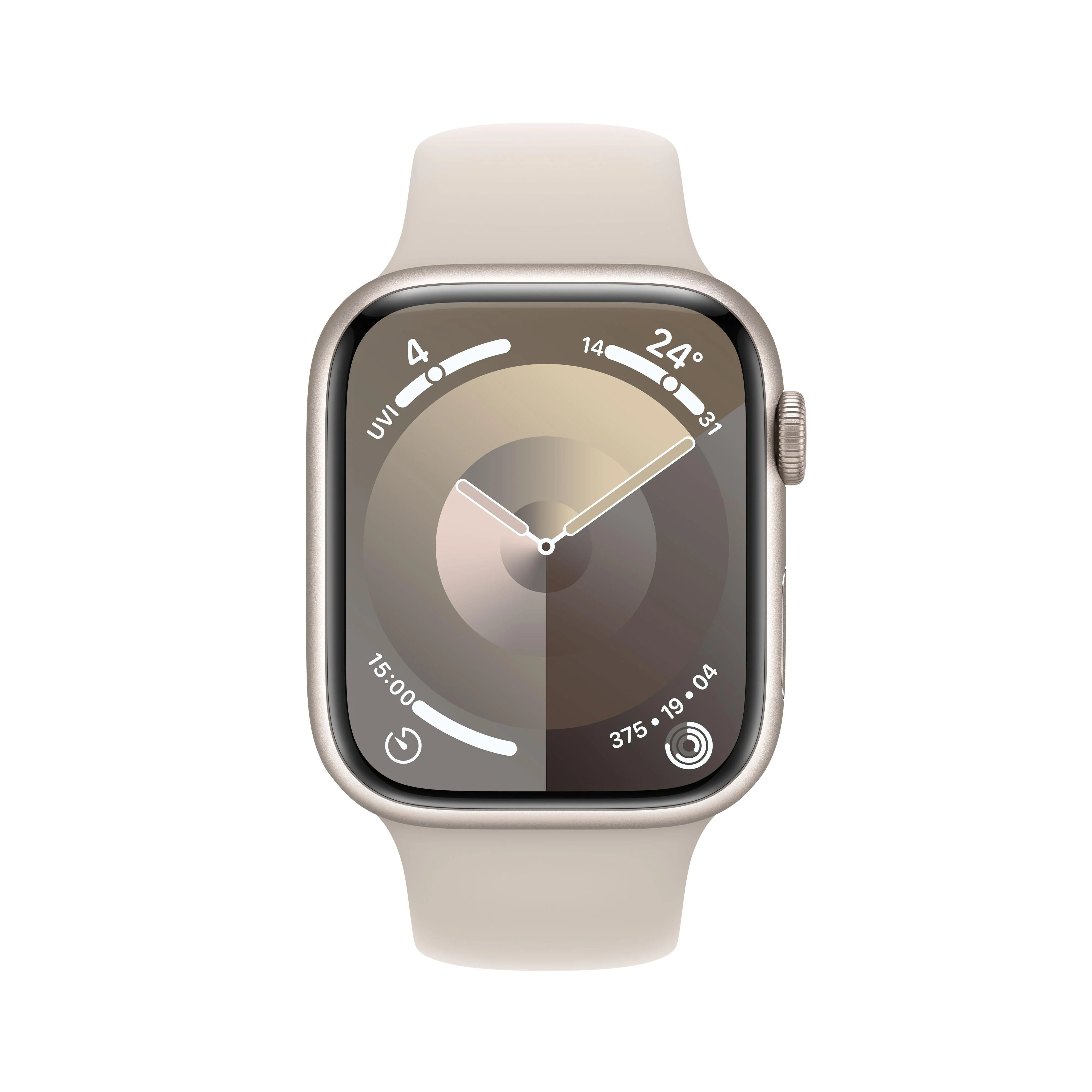 Apple Watch Series 9 GPS 45mm Starlight Aluminium Case with Starlight Sport Band - S/M - Image 2
