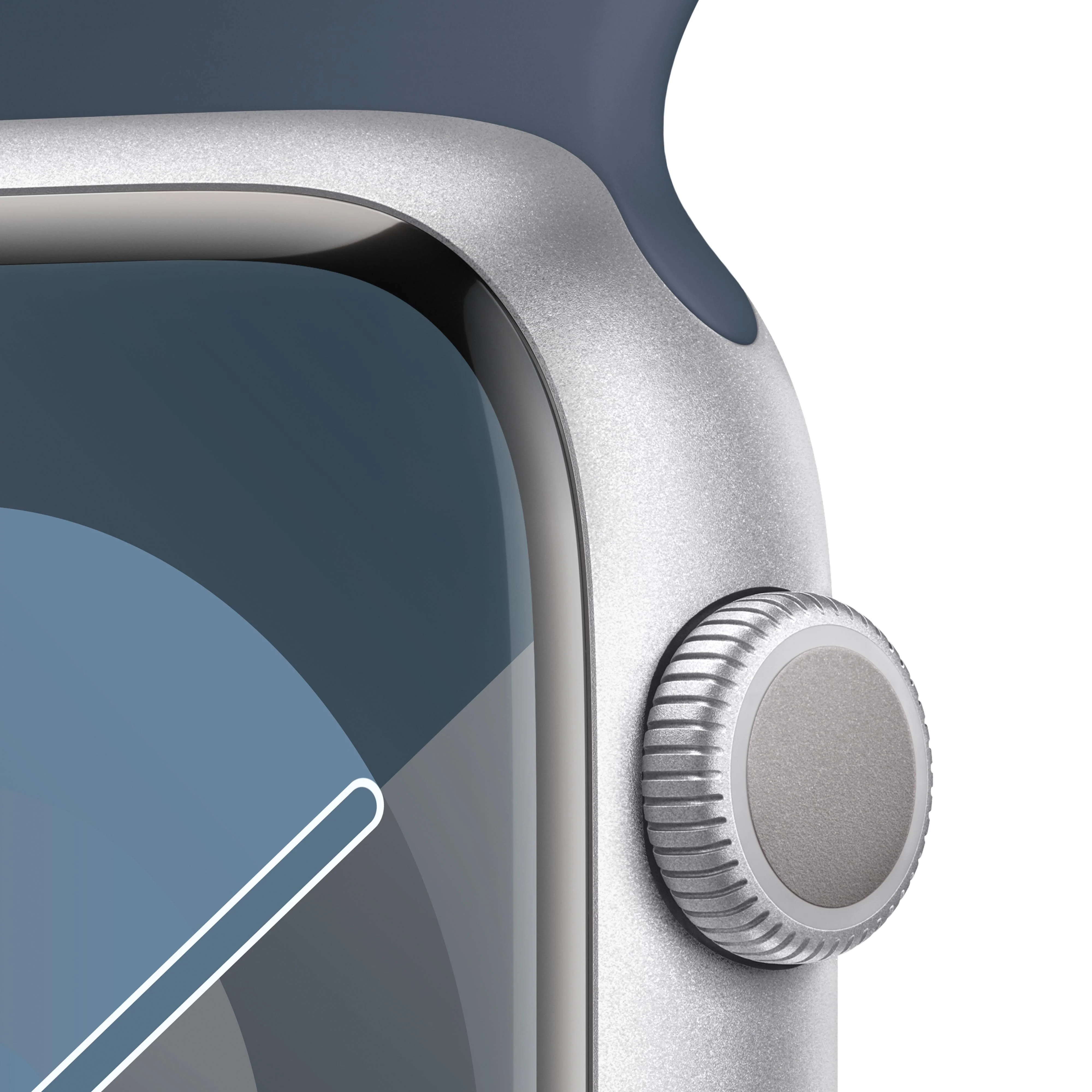 Apple Watch Series 9 GPS 45mm Silver Aluminium Case with Storm Blue Sport Band - S/M - Image 3