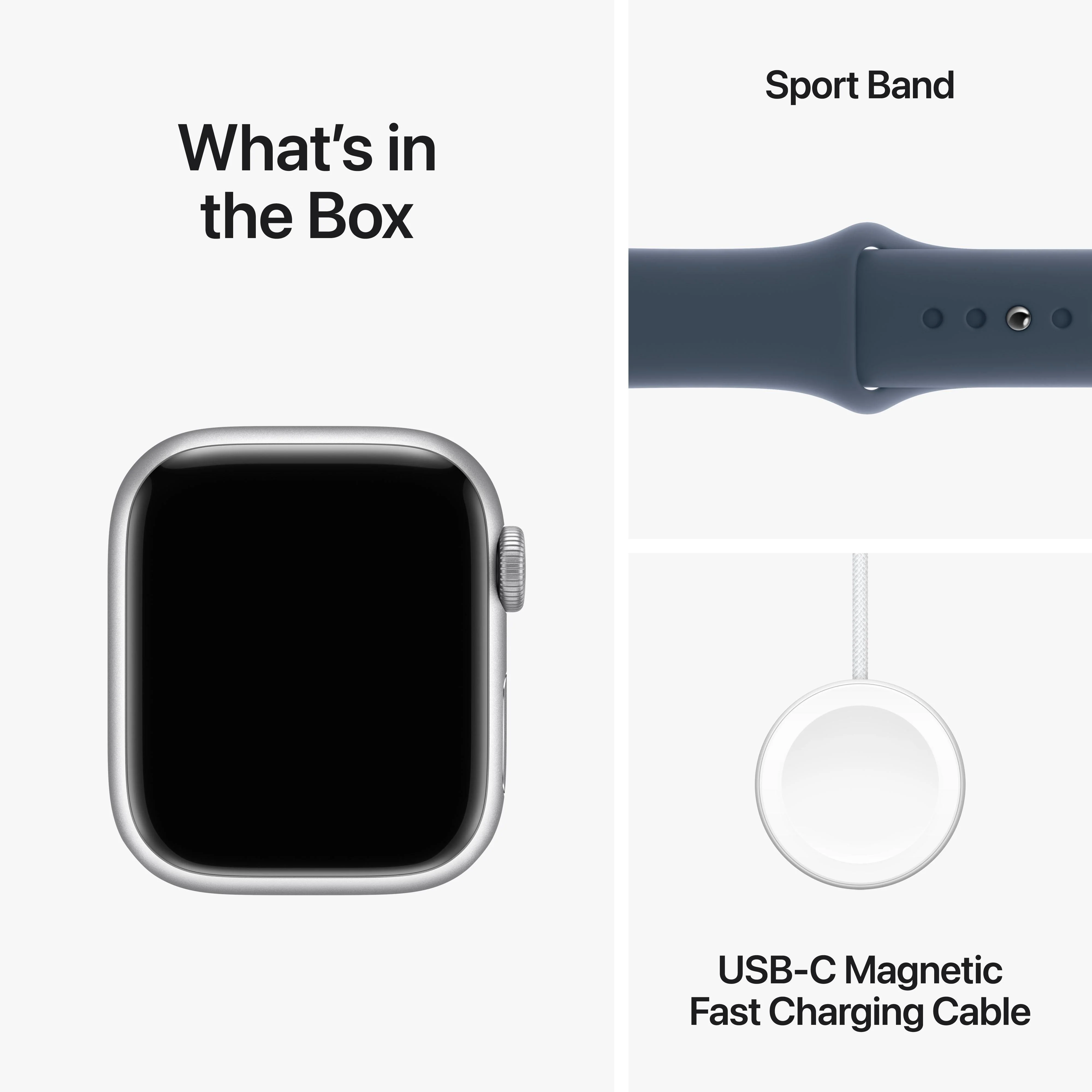 Apple Watch Series 9 GPS + Cellular 41mm Silver Aluminium Case with Storm Blue Sport Band - S/M - Image 10