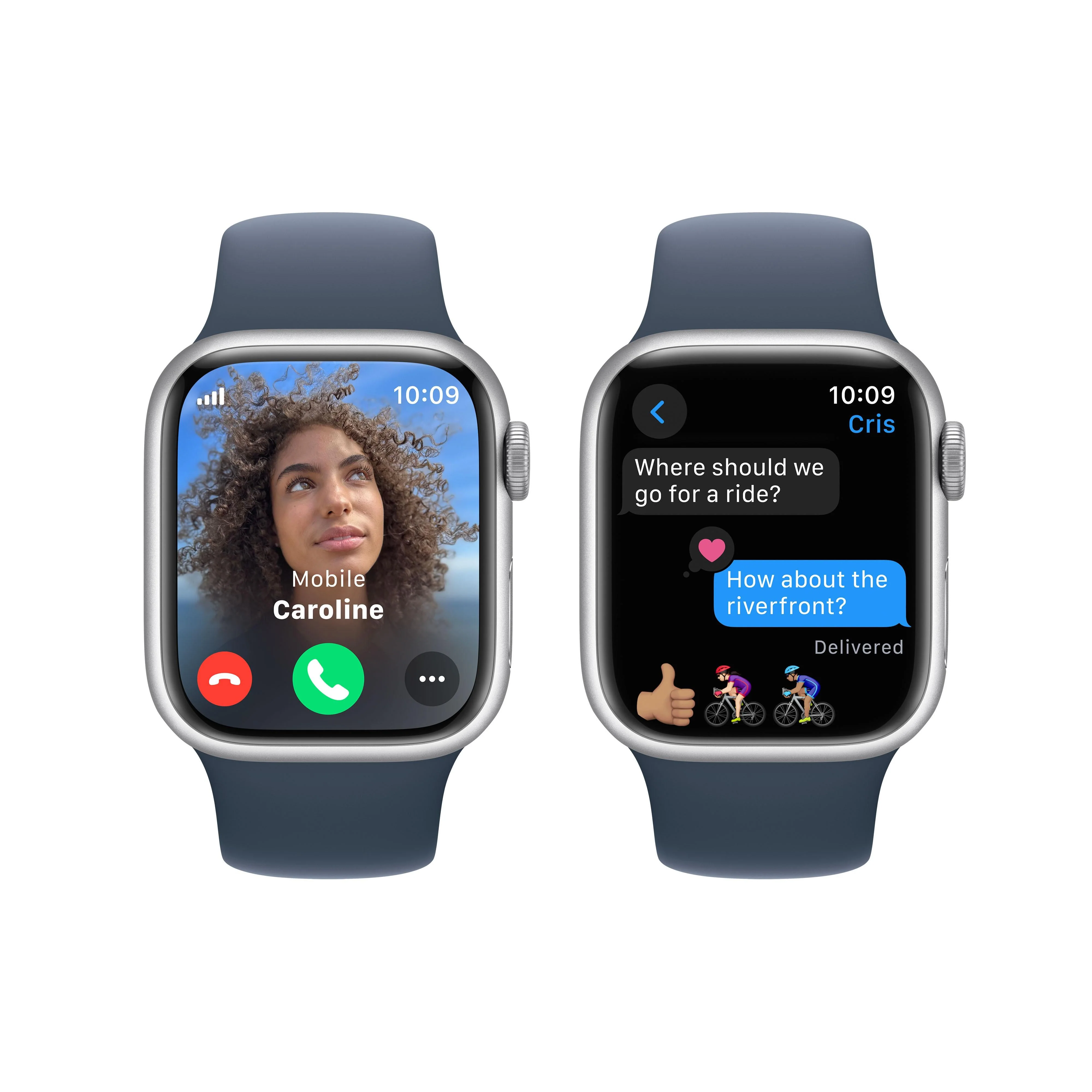 Apple Watch Series 9 GPS + Cellular 41mm Silver Aluminium Case with Storm Blue Sport Band - S/M - Image 6