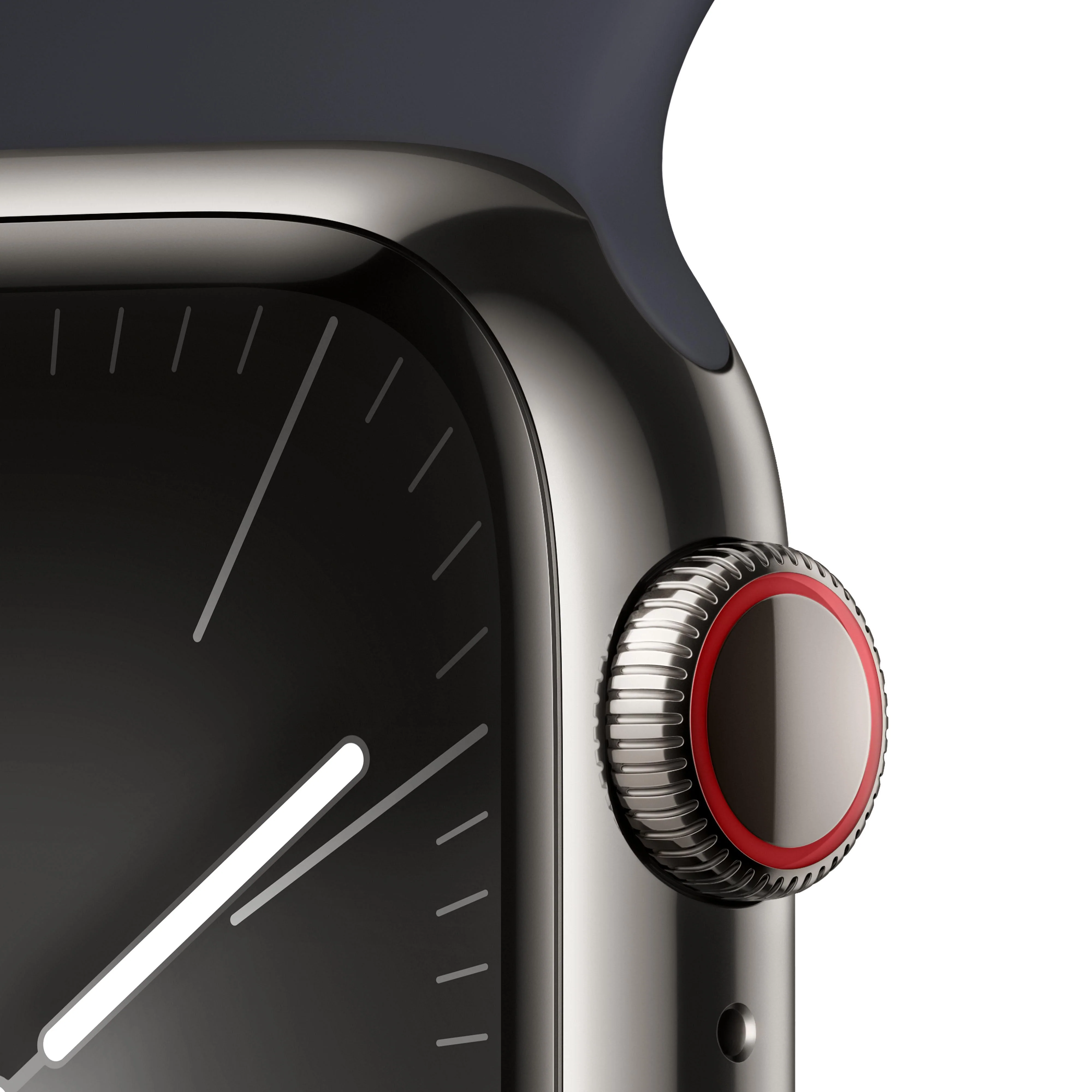 Apple Watch Series 9 GPS + Cellular 41mm Graphite Stainless Steel Case with Midnight Sport Band - S/M - Image 3