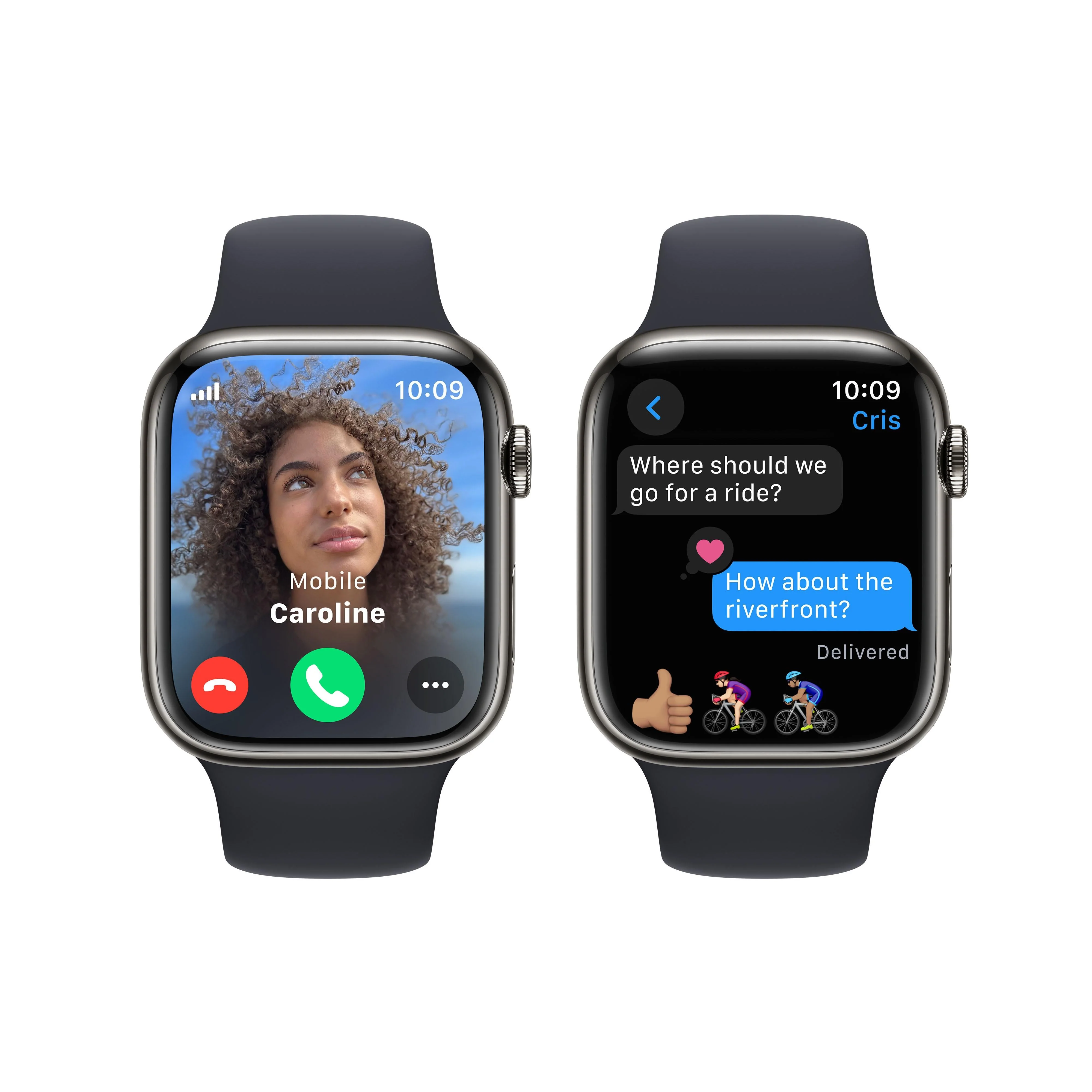 Apple Watch Series 9 GPS + Cellular 45mm Graphite Stainless Steel Case with Midnight Sport Band - S/M - Image 6