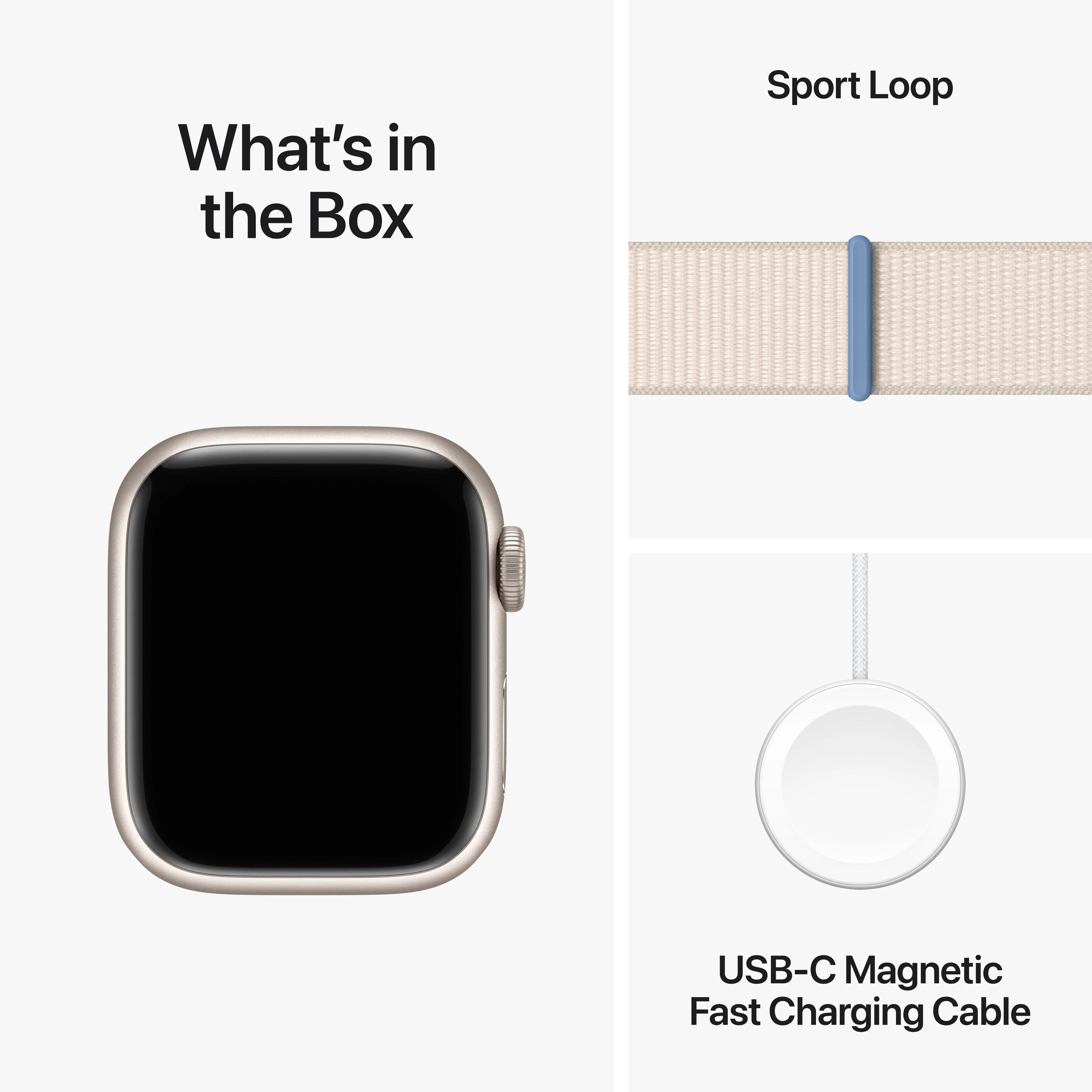 Apple Watch Series 9 GPS + Cellular 41mm Starlight Aluminium Case with Starlight Sport Loop - Image 10
