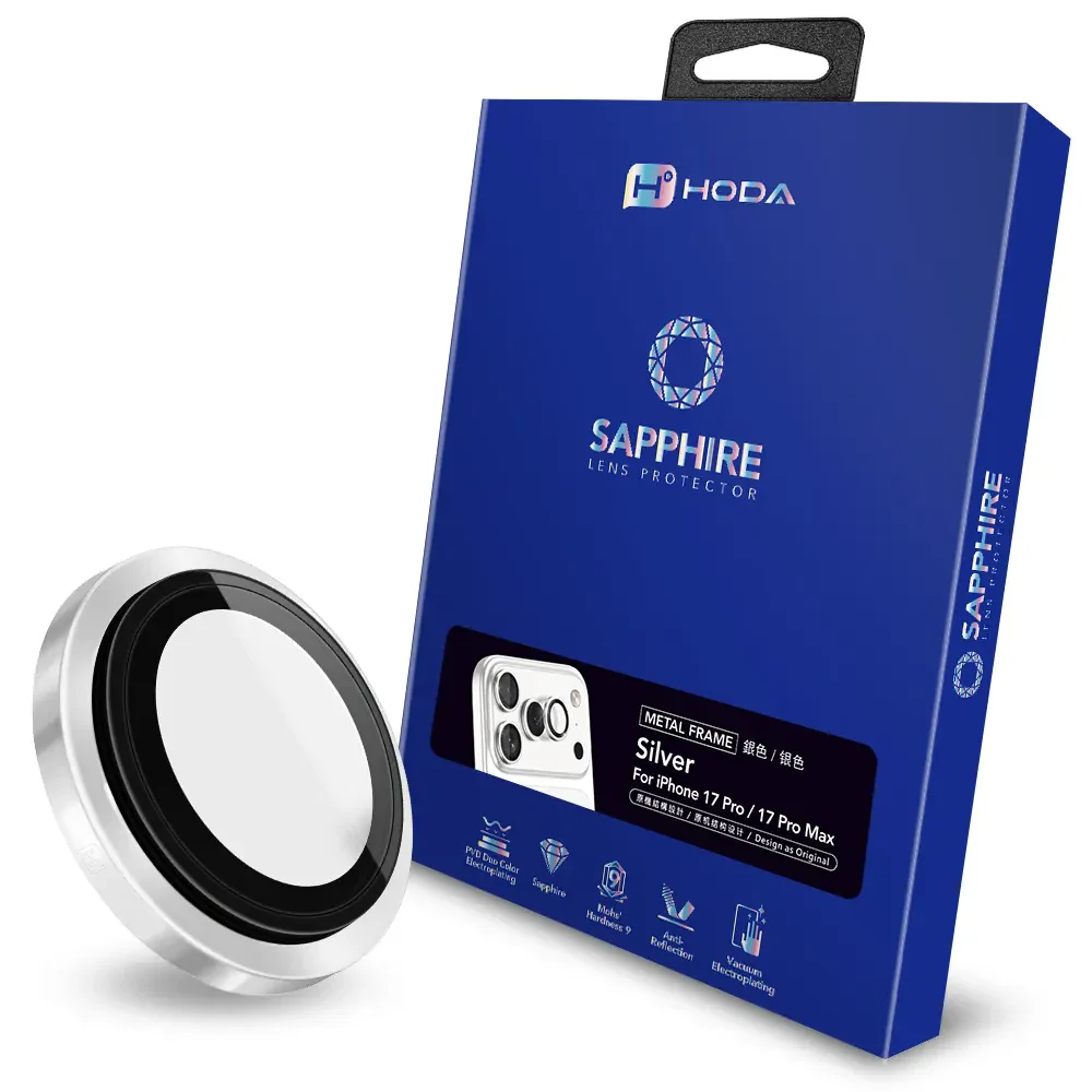 Hoda Sapphire Lens Protector for iPhone 17 Pro Max / 17 Pro (Silver)