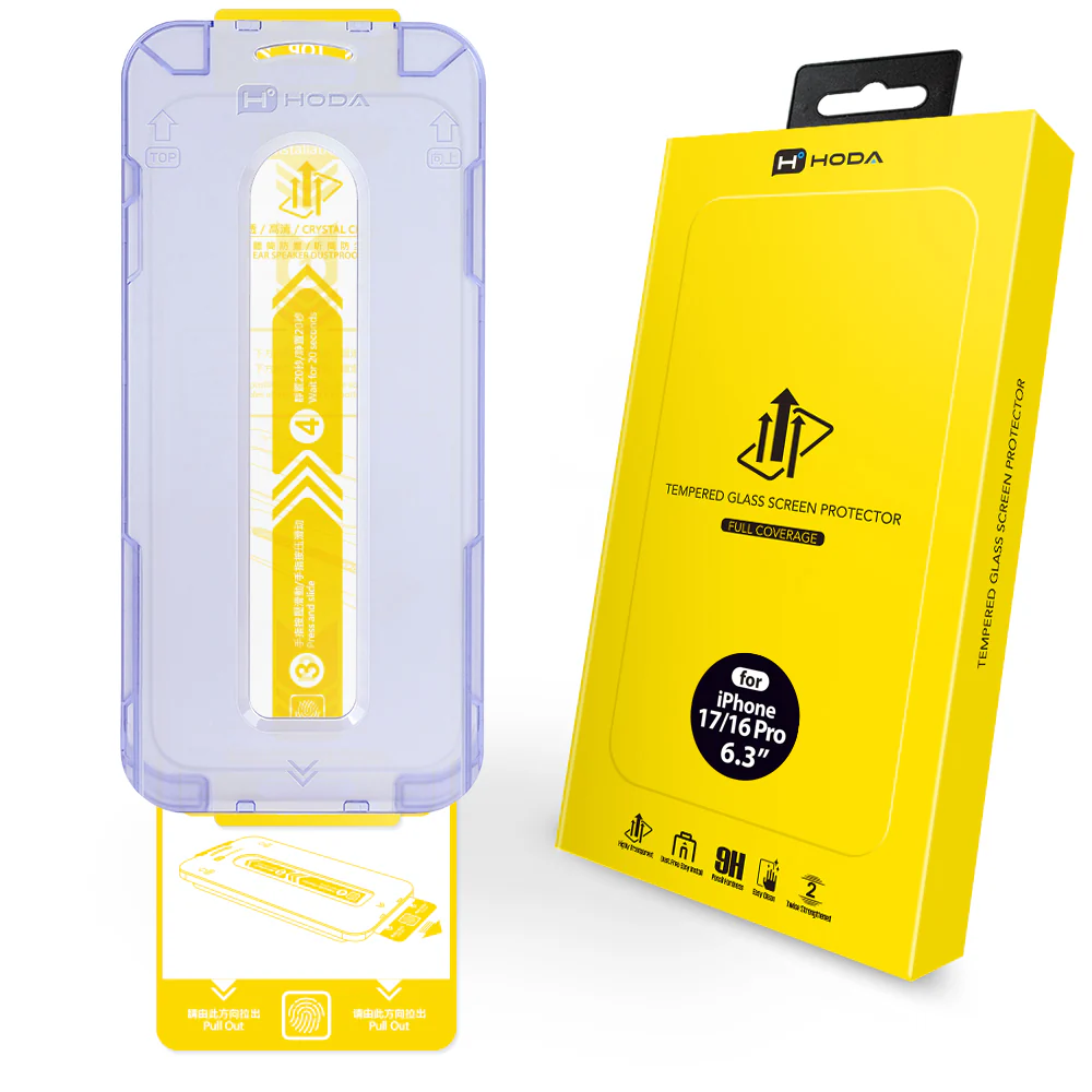 Hoda Full Coverage Tempered Glass for iPhone 17/16 Pro (Clear)